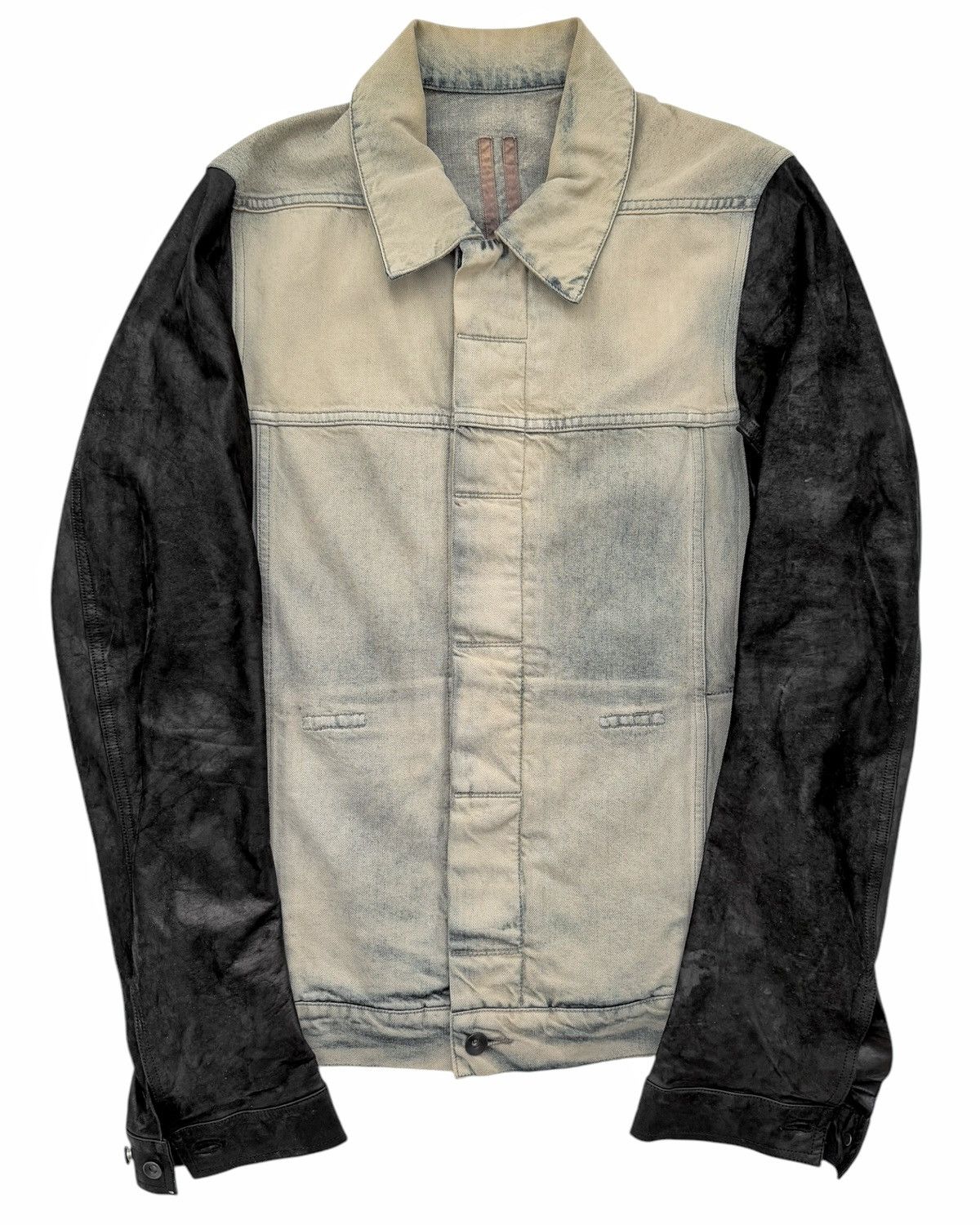 Rick Owens RARE Crust Oil Calf Stooge Denim Hybrid Trucker Jacket Size US M / EU 48-50 / 2 - 1 Thumbnail