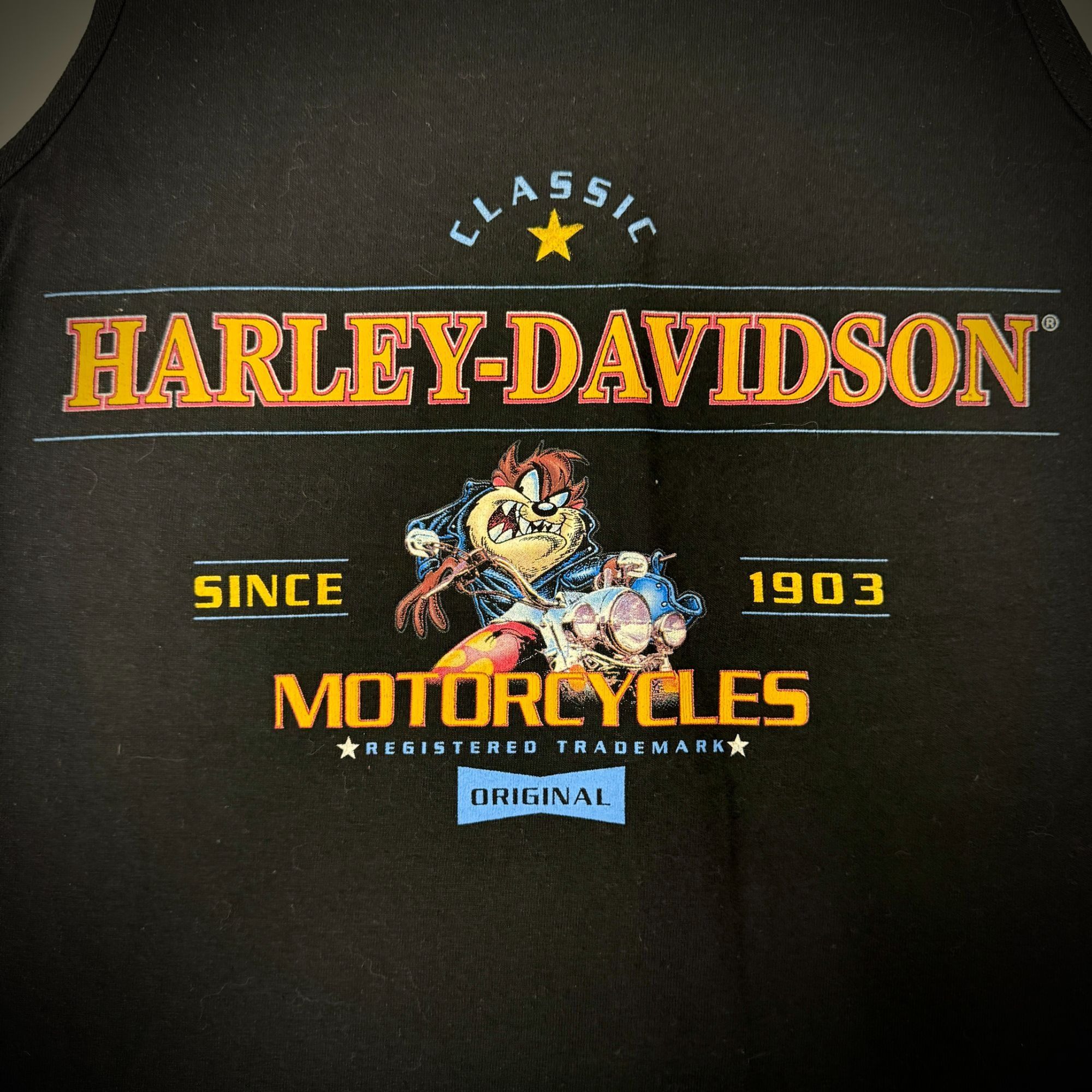 AAA NOS Vtg HARLEY DAVIDSON Looney Tunes TASMANIAN DEVIL Tank Size US S / EU 44-46 / 1 - 2 Thumbnail