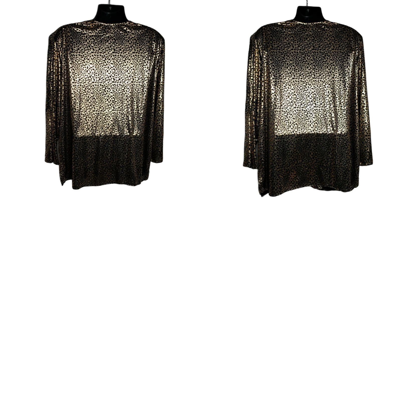 Lee VINTAGE Lauren Lee Blouse Plus 22W Cheetah Gold Boho Women 22W Hand Wash Linen? Size 3XL / US 20-22 - 8 Thumbnail