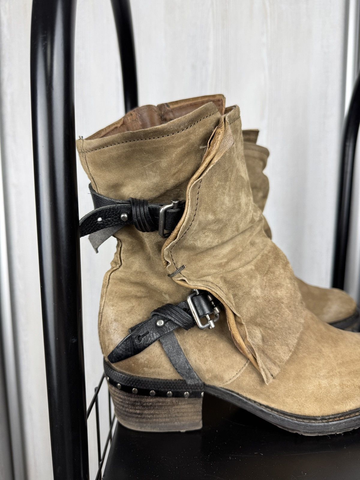 A.S.98 A.S.98 Airstep beige leather suede strap biker boots size 40 Size US 10 / IT 40 - 3 Thumbnail