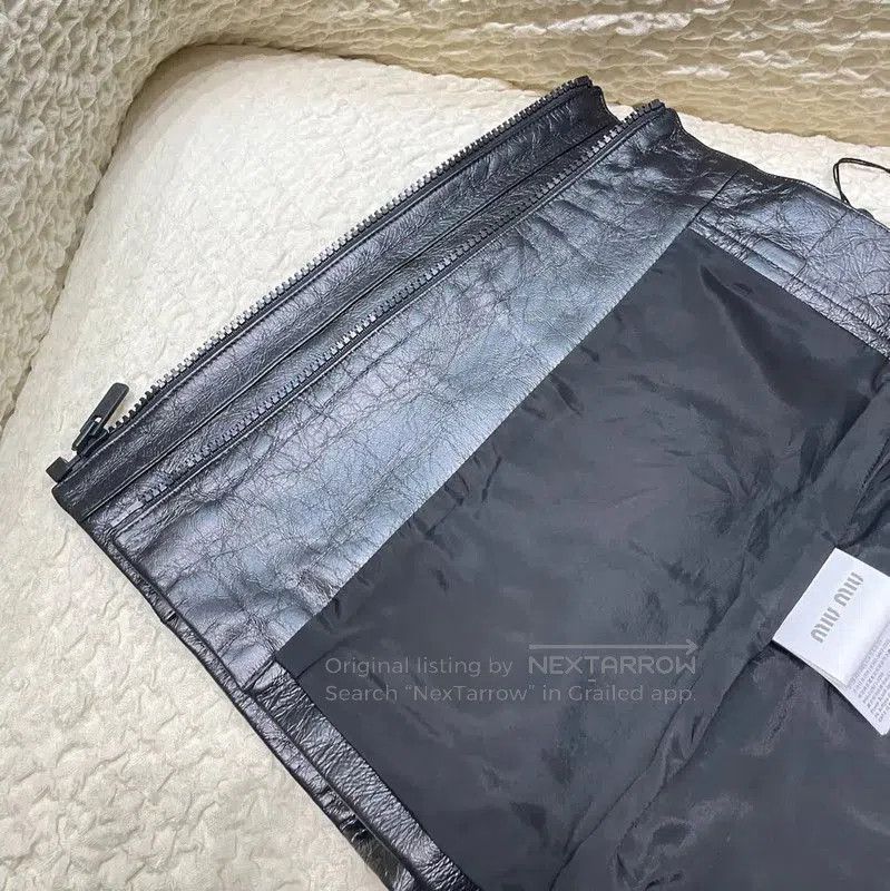 Miu Miu Miu Miu Black Leather Skirt for Women . Size 41" - 3 Thumbnail