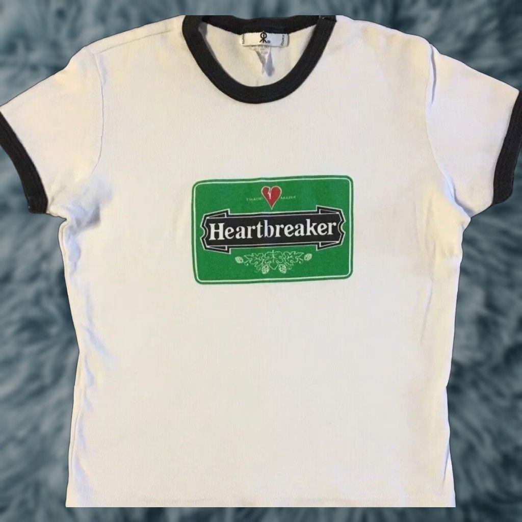 Vintage Vtg Heartbreaker Heineken Faded Parody Ringer Shirt M Funny Grunge Emo 90s Y2K Size M / US 6-8 / IT 42-44 - 1 Thumbnail