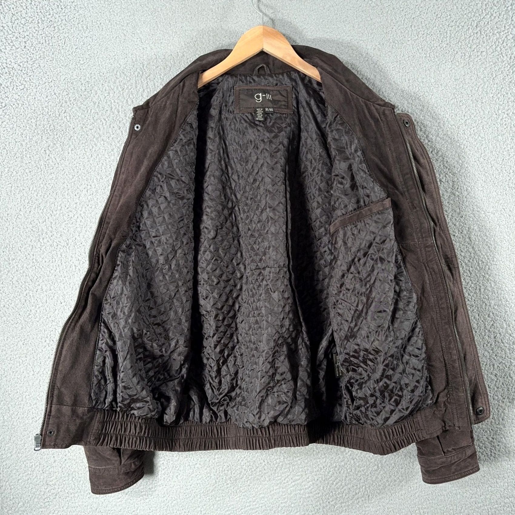 G-III G-III Leather Bomber Jacket Mens XL Brown Quilted Lined Full Zip Size US XL / EU 56 / 4 - 5 Thumbnail