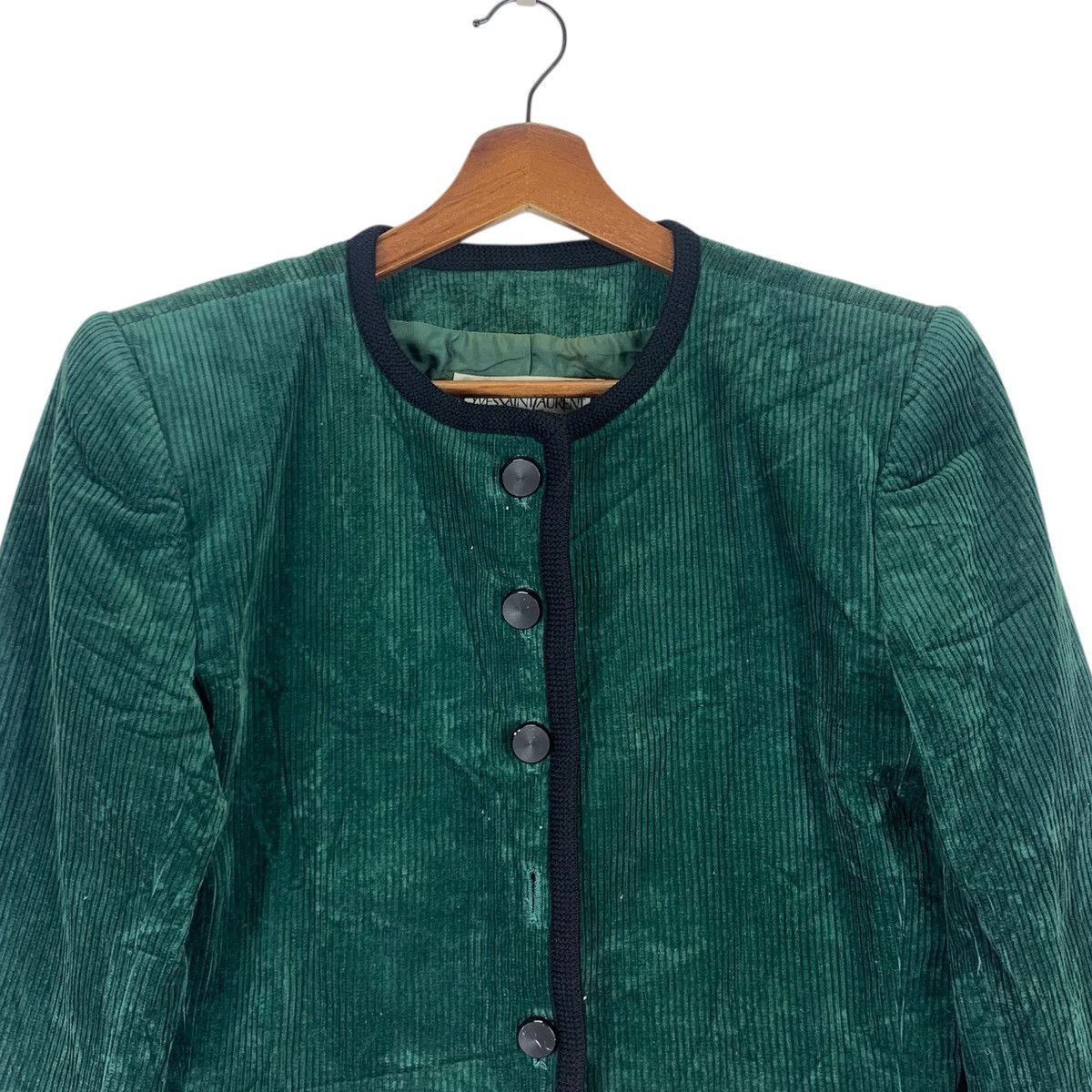 Vintage × Yves Saint Laurent Vintage YSL Dark Green Cropped Jacket Size M / US 6-8 / IT 42-44 - 2 Thumbnail