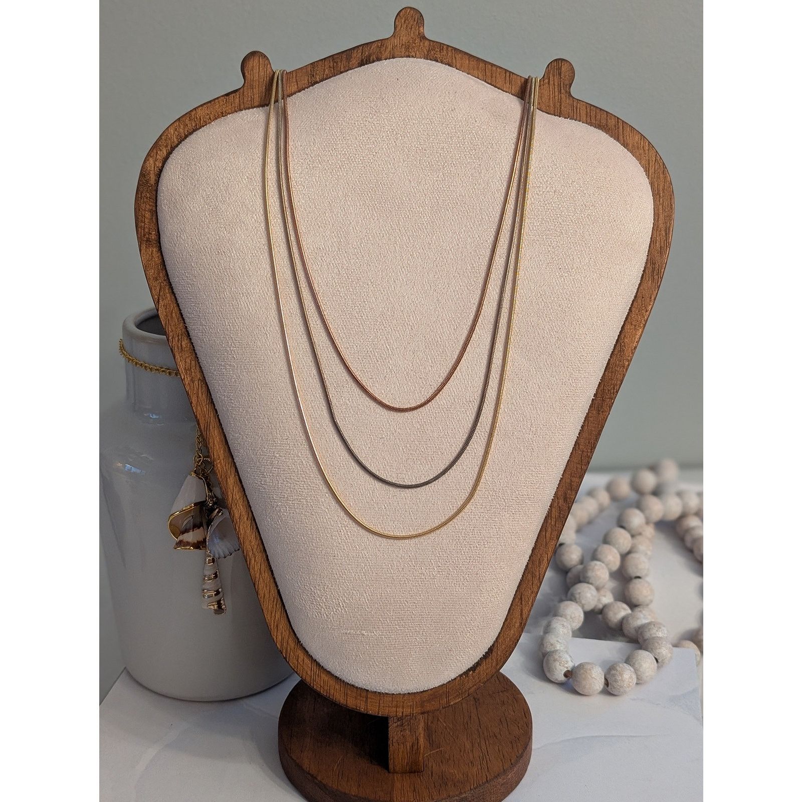 Vintage Premier Designs VTG 24" Tri-Tone Snake Chain Layer Necklace Size ONE SIZE - 1 Thumbnail
