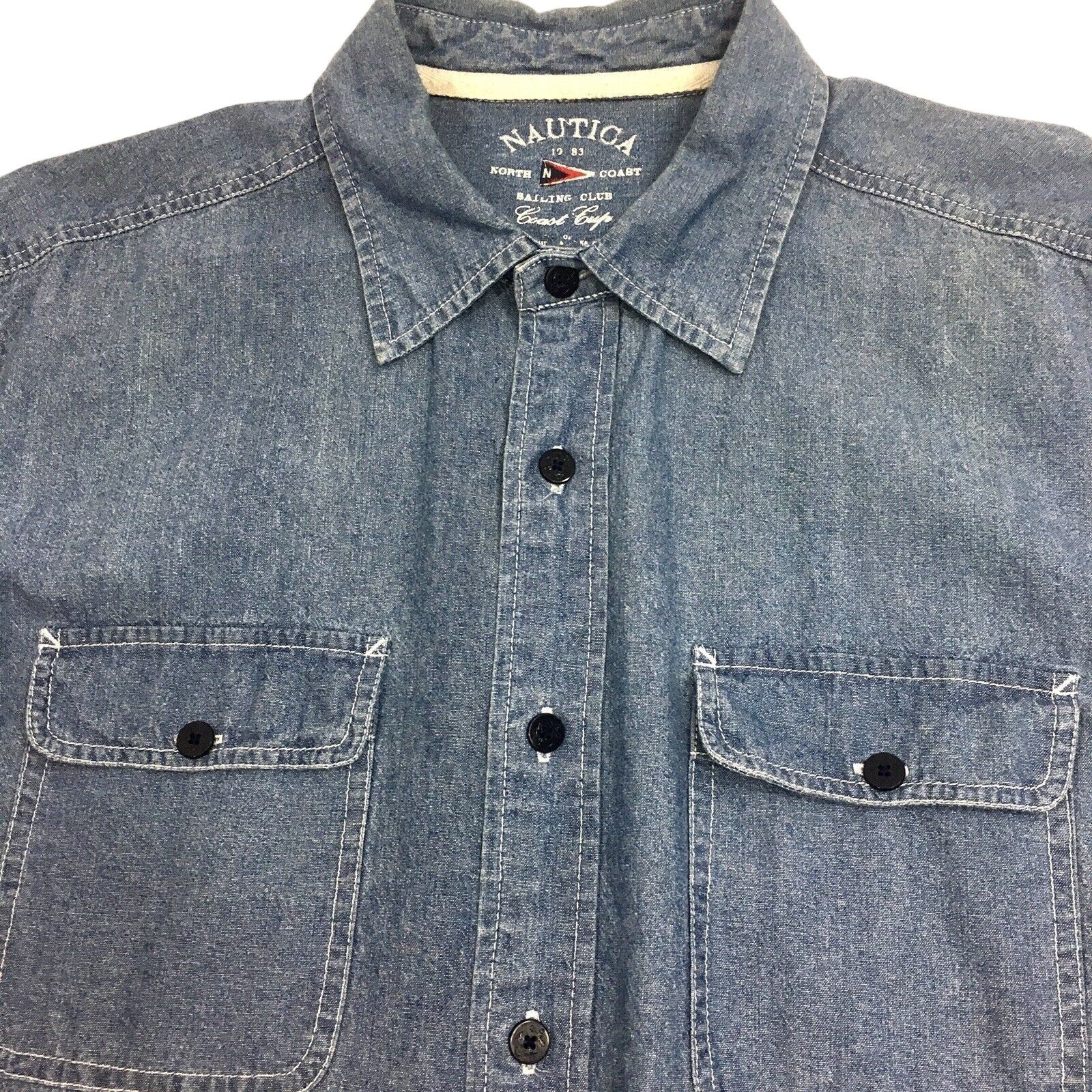 Nautica Vtg Nautica COAST Cup 1983 CHAMBRAY Blue Sailing Yacht Shirt Size US L / EU 52-54 / 3 - 9 Thumbnail