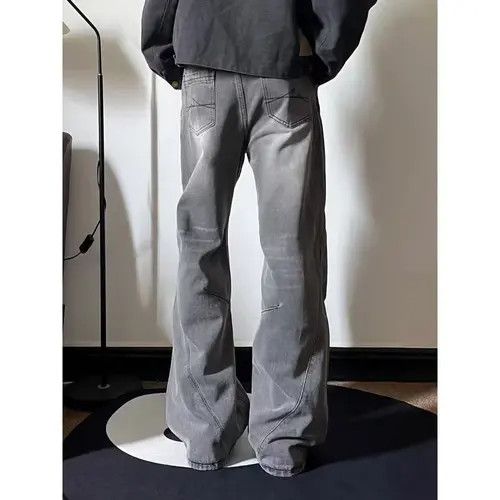 VIBE Grey washed distressed vintage straight jeans Size US 32 / EU 48 - 5 Thumbnail