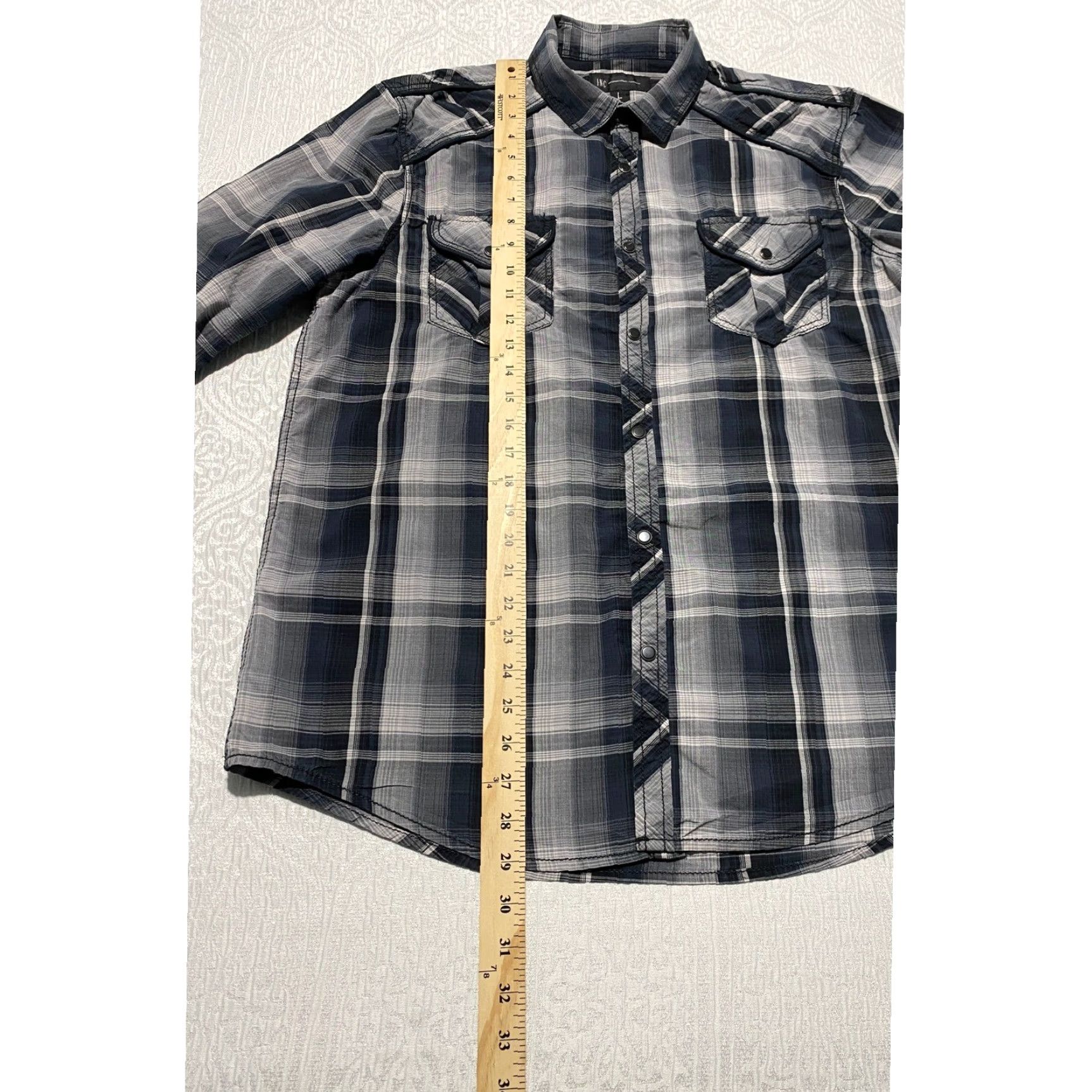 Vintage INC International Concepts Mens Large Plaid Snap Front Shirt Epaulets Size US L / EU 52-54 / 3 - 3 Thumbnail