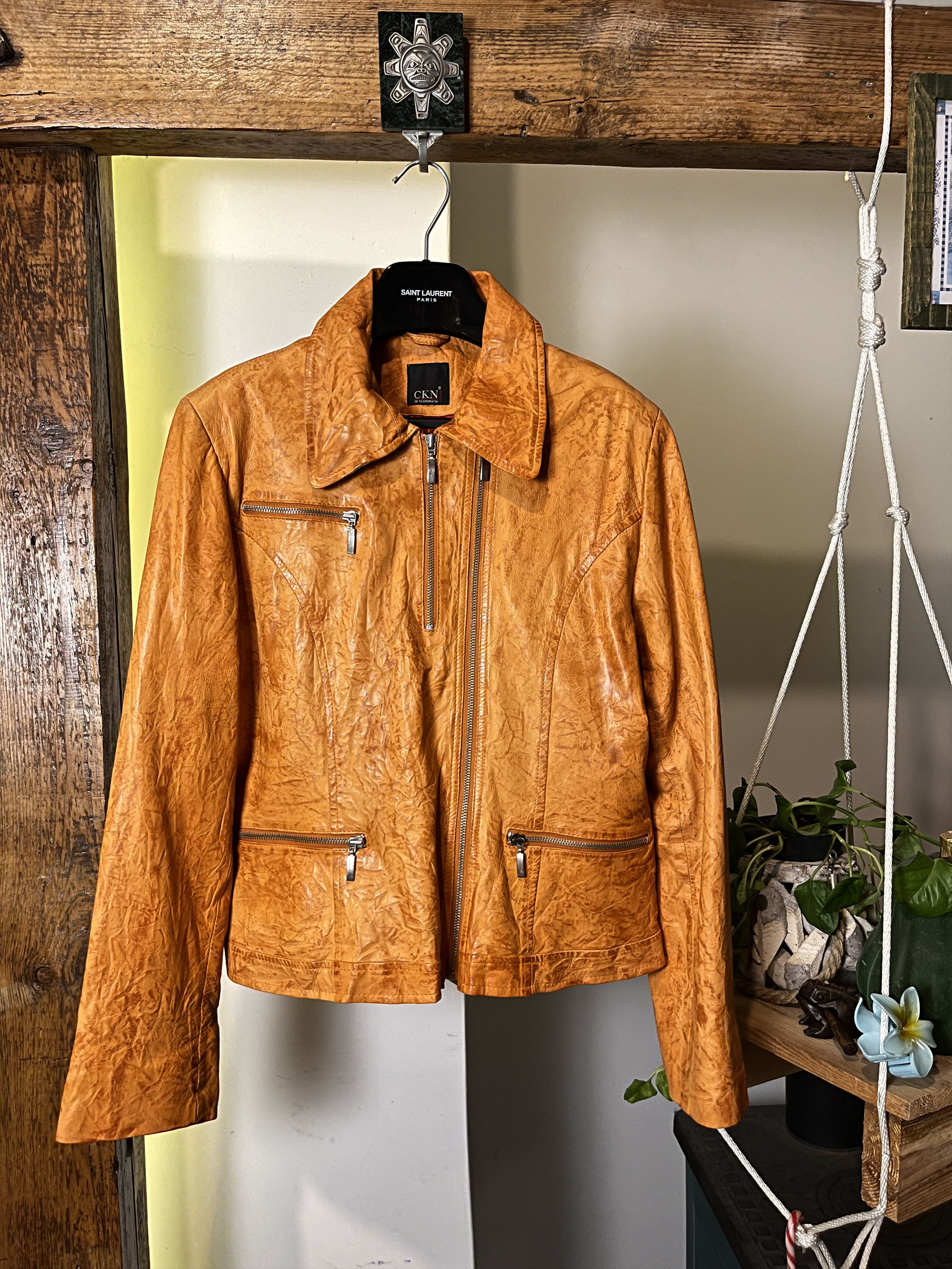 Vintage Avant Garde Vintage y2k 90s Real Leather Orange Jacket Size US M / EU 48-50 / 2 - 1 Thumbnail