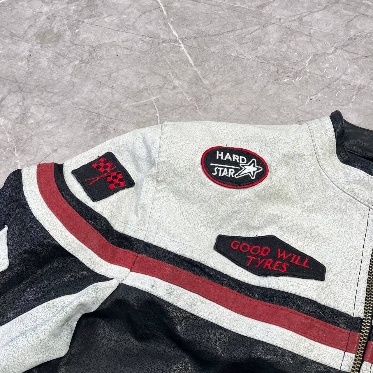 Japanese Brand Vintage Much More White/Black Racing Leather Moto Jacket Size US M / EU 48-50 / 2 - 2 Thumbnail