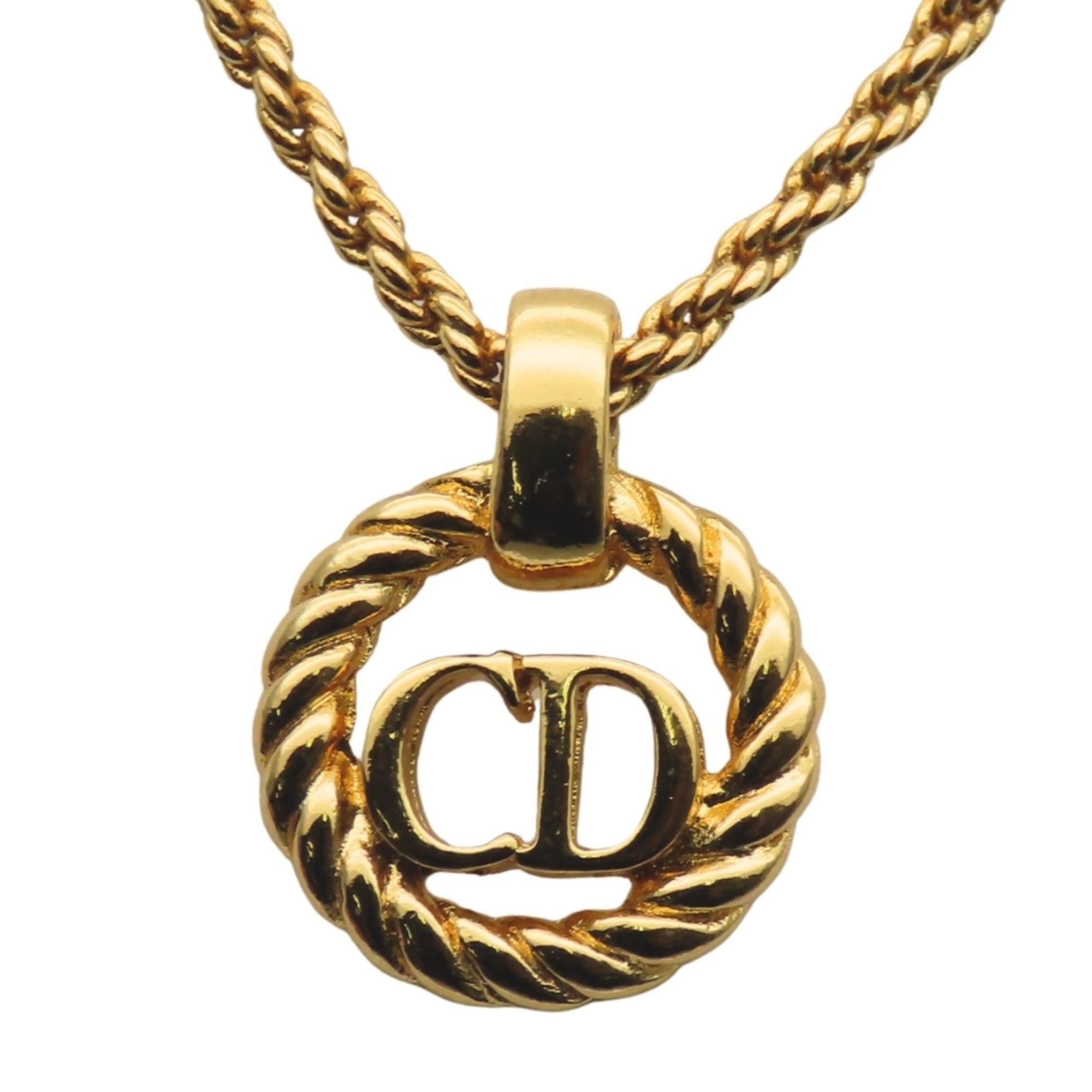 Dior Christian Dior CD Logo Twist Metal Necklace, Gold Plated, GP, Women's Size ONE SIZE - 1 Thumbnail