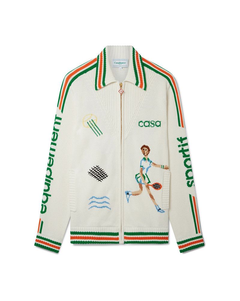 Casablanca o1mle0326 Le Jeu Intarsia Knit Jacket in White Size US M / EU 48-50 / 2 - 1 Thumbnail