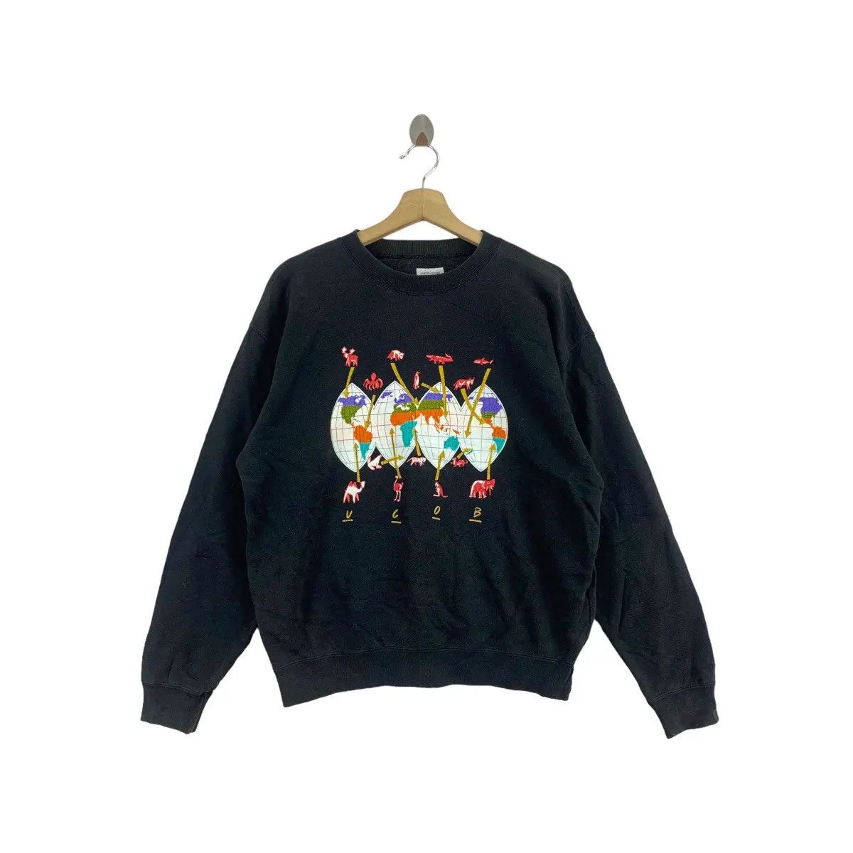 United Colors Of Benetton Vtg UNITED COLORS BENETTON Continent Safari Sweatshirt Love Size XL / US 12-14 / IT 48-50 - 1 Thumbnail