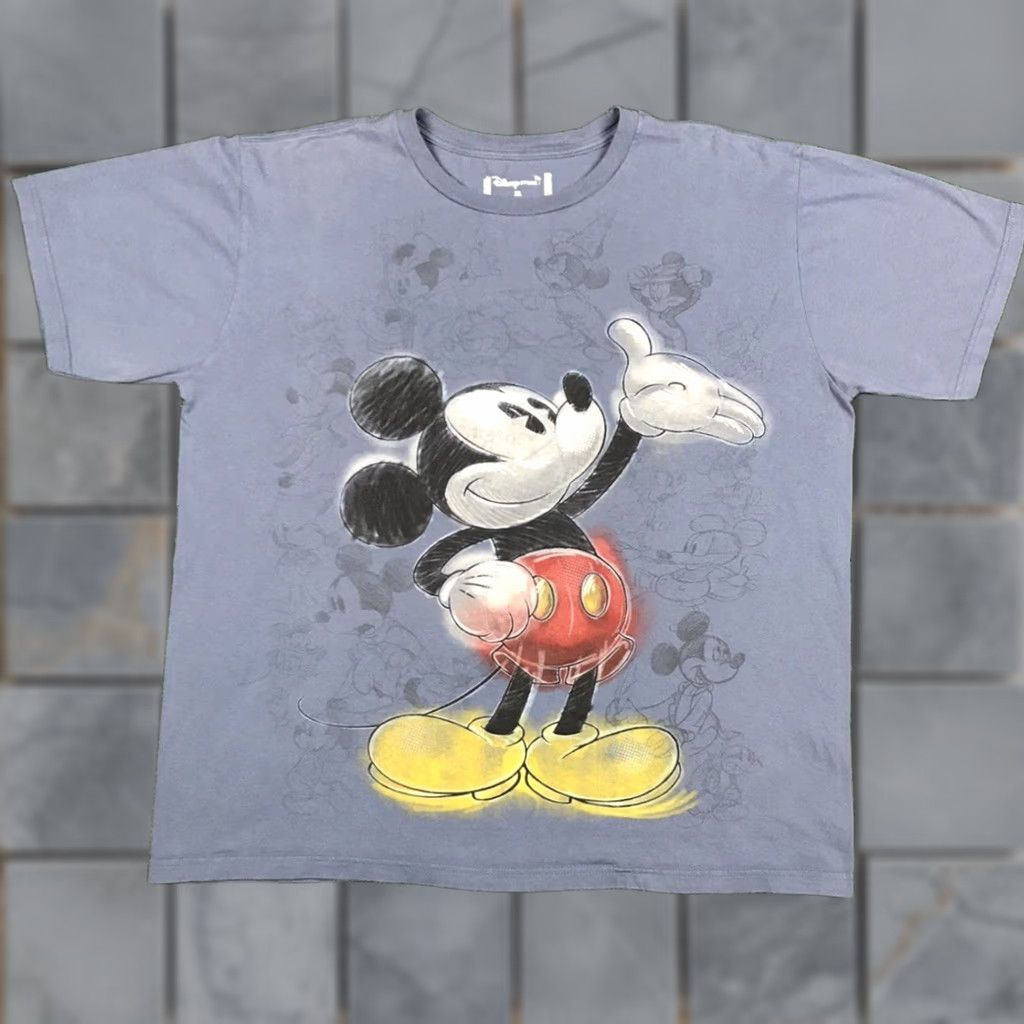 Disney Disney Mickey Mouse Sketch T-Shirt Mens XL Blue Shirt Size US XL / EU 56 / 4 - 1 Thumbnail