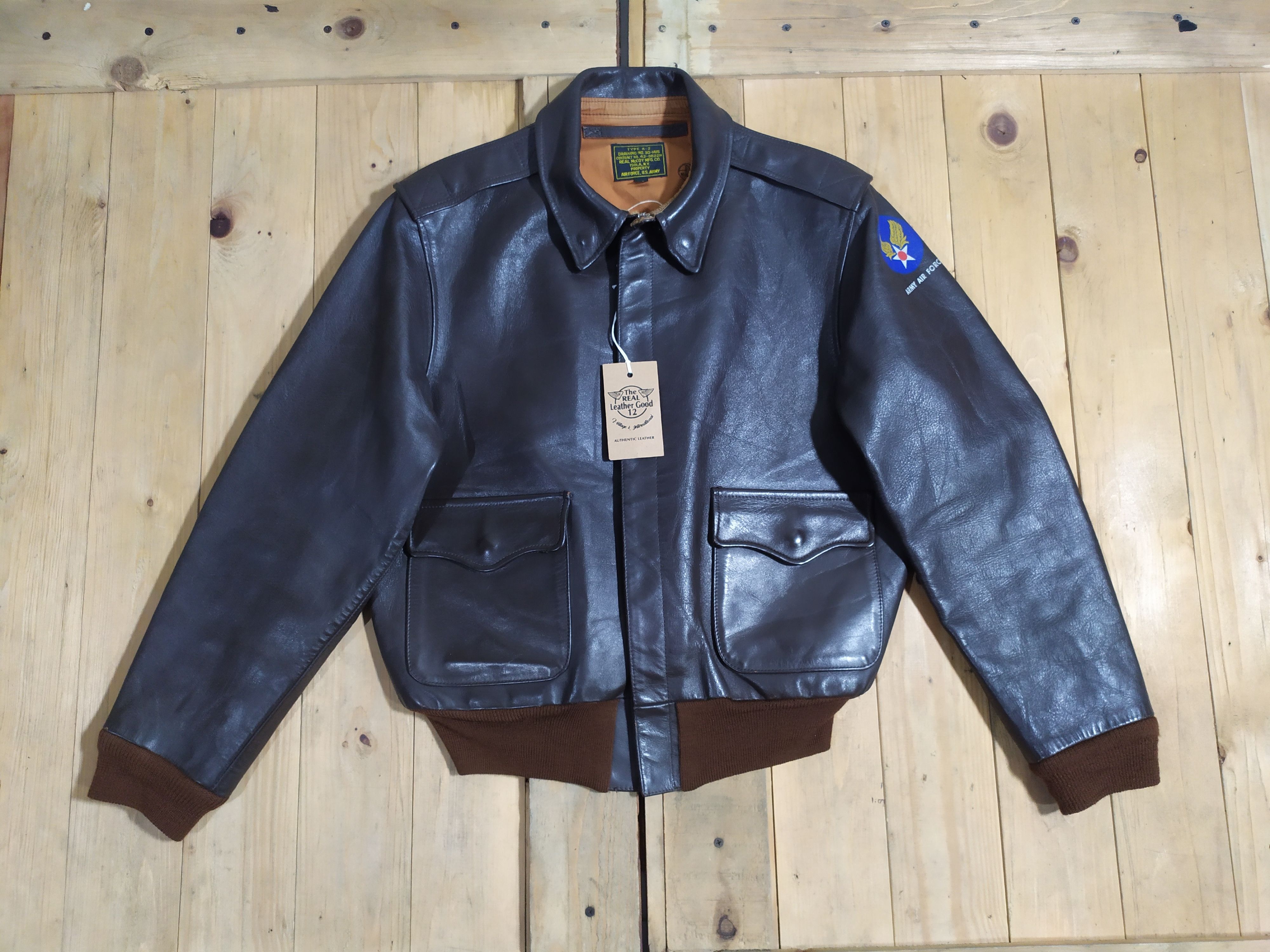 image of Leather Jacket x The Horse Real Mccoys Isola Ny Type A2 Leather Horsehide Jacket in Dark Brown (Siz
