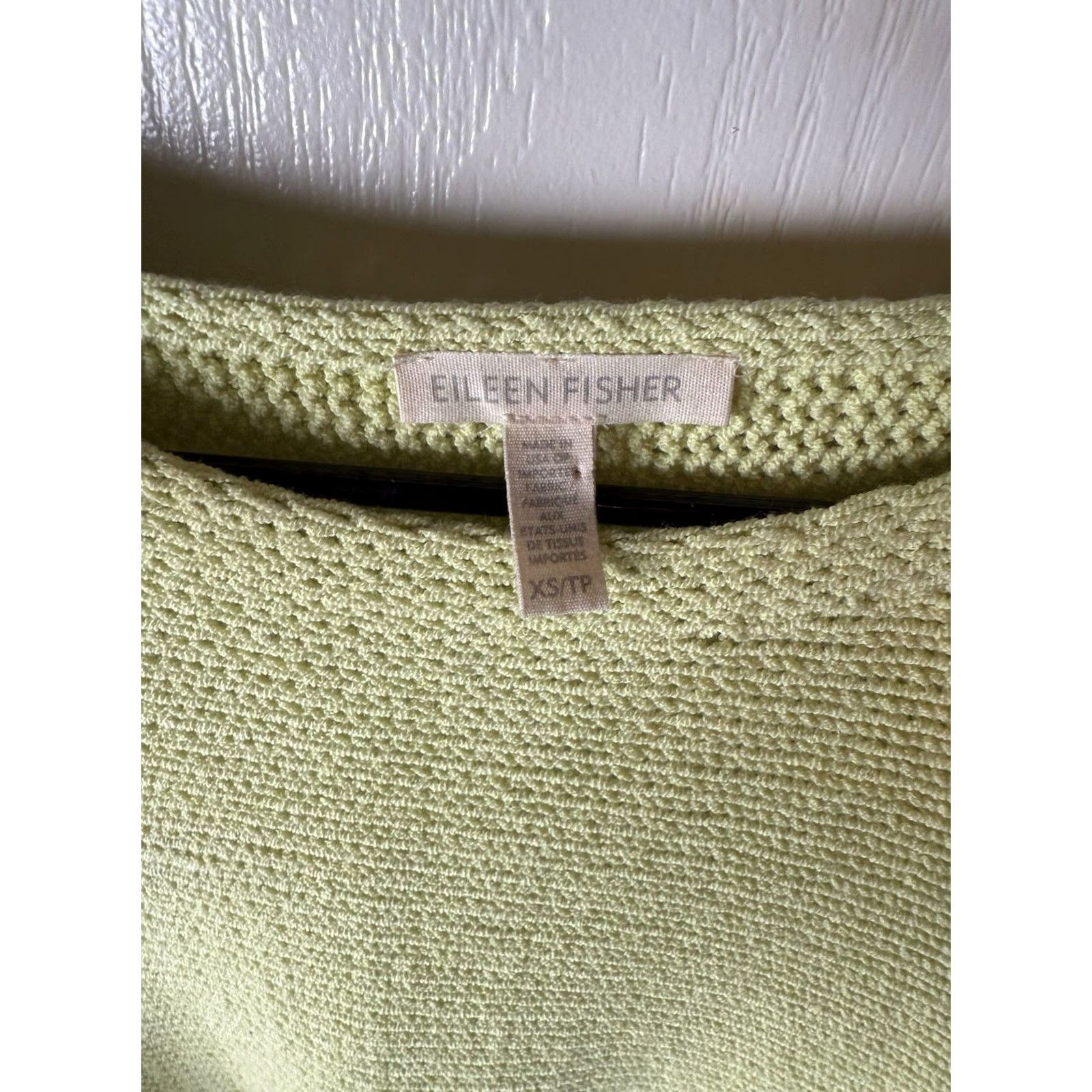 Eileen Fisher Eileen Fisher Womens XS Chartreuse Knit Box Top Cozy Organic Cotton Sweater Size XS / US 0-2 / IT 36-38 - 4 Thumbnail