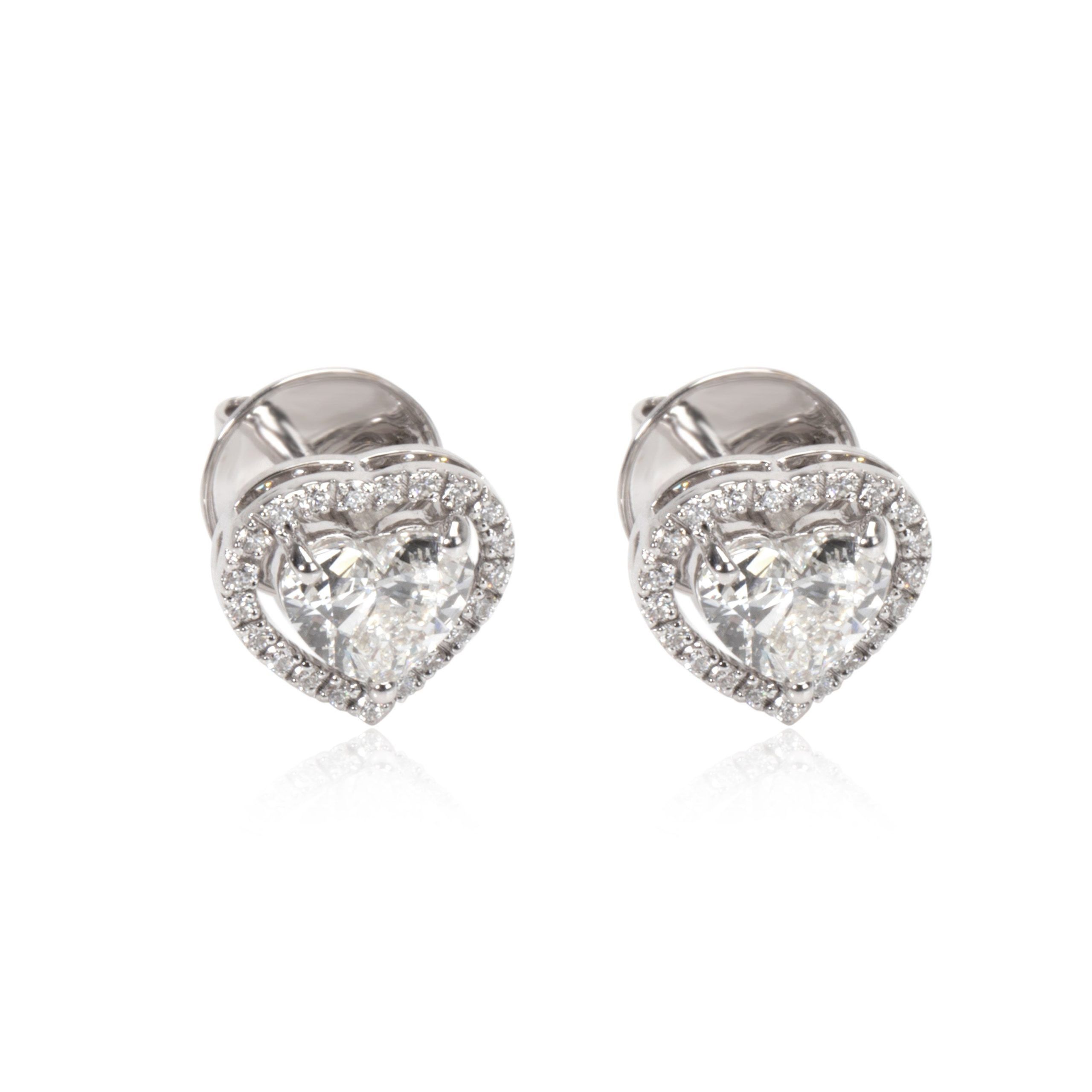 image of Gia Certified Heart Shape Diamond Stud Earring In 18K White Gold F-G If 1.62 Ctw, Women's