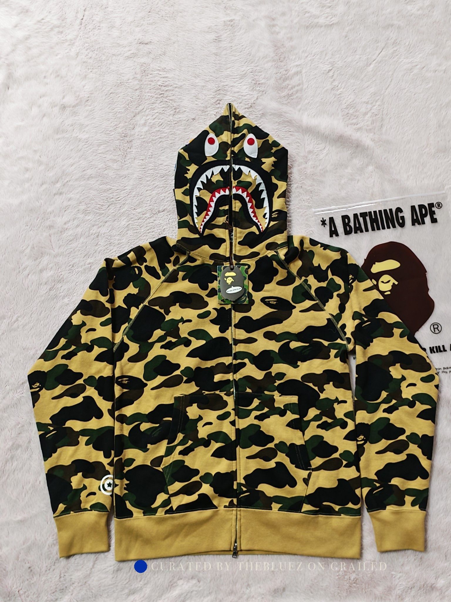 Bape Camo Shark Full-Zip Hoodie in Yellow Size US L / EU 52-54 / 3 - 1 Thumbnail