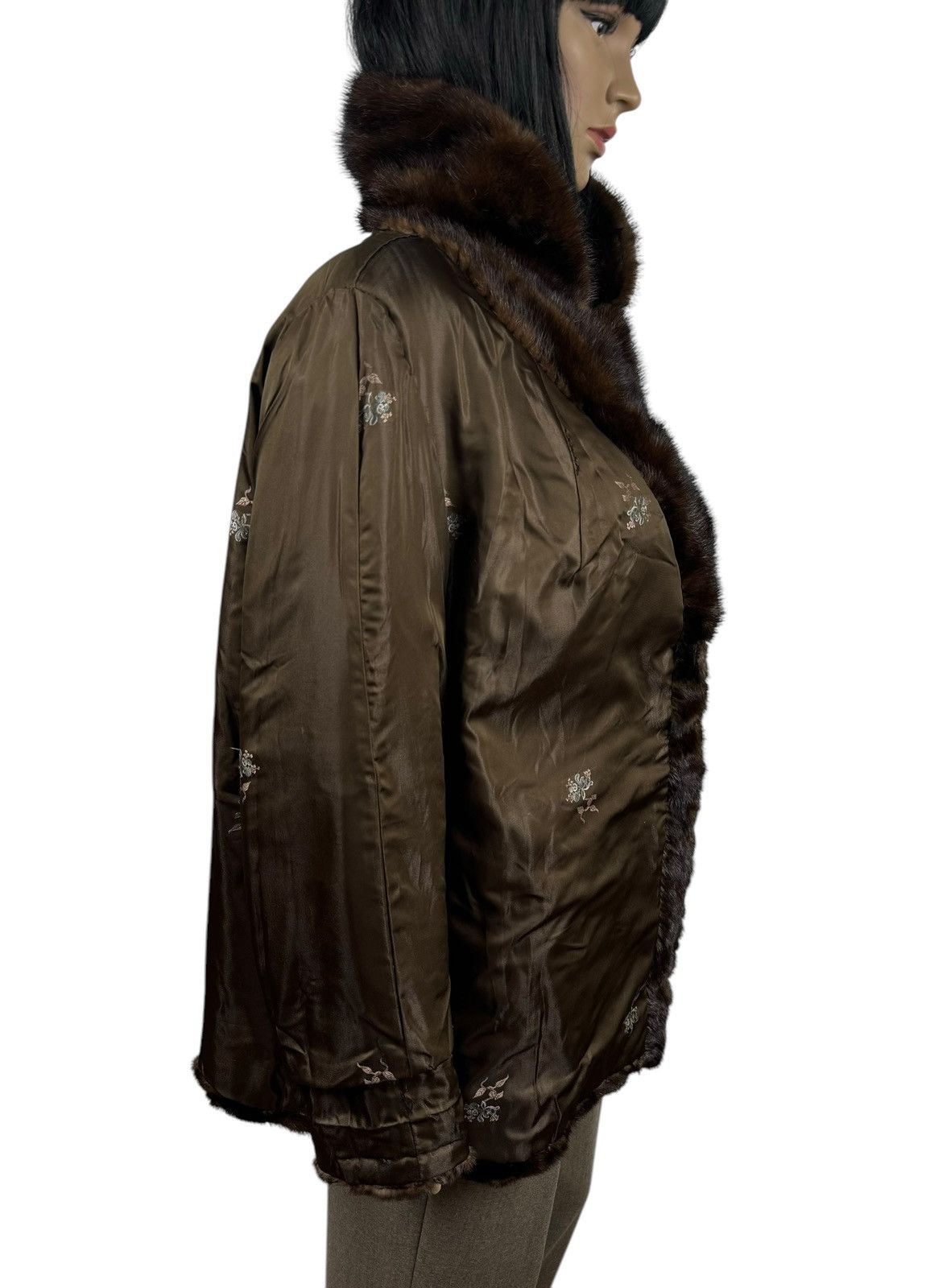Handmade Brown Real Mink Fur Coat Jacket Size Large Size L / US 10 / IT 46 - 13 Thumbnail