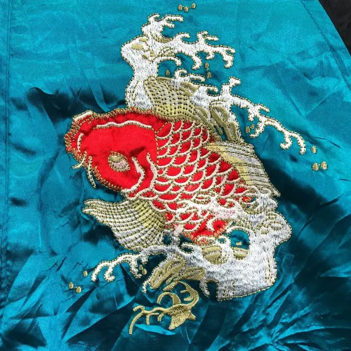 Other Vtg 90’ SUKAJAN JAPAN KOI Fish Embroidery Jacket Windbreaker Size US XL / EU 56 / 4 - 4 Thumbnail