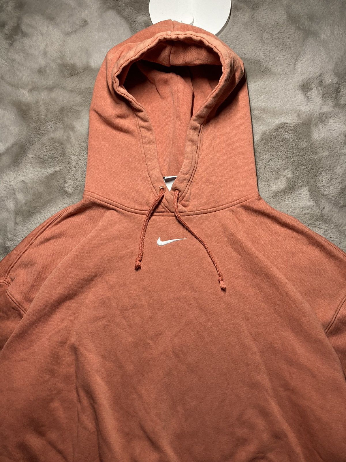 Nike × Vintage ⛩️ Nike Hoodie Center Logo Vintage Y2K Baggy Faded orange Size US L / EU 52-54 / 3 - 3 Thumbnail