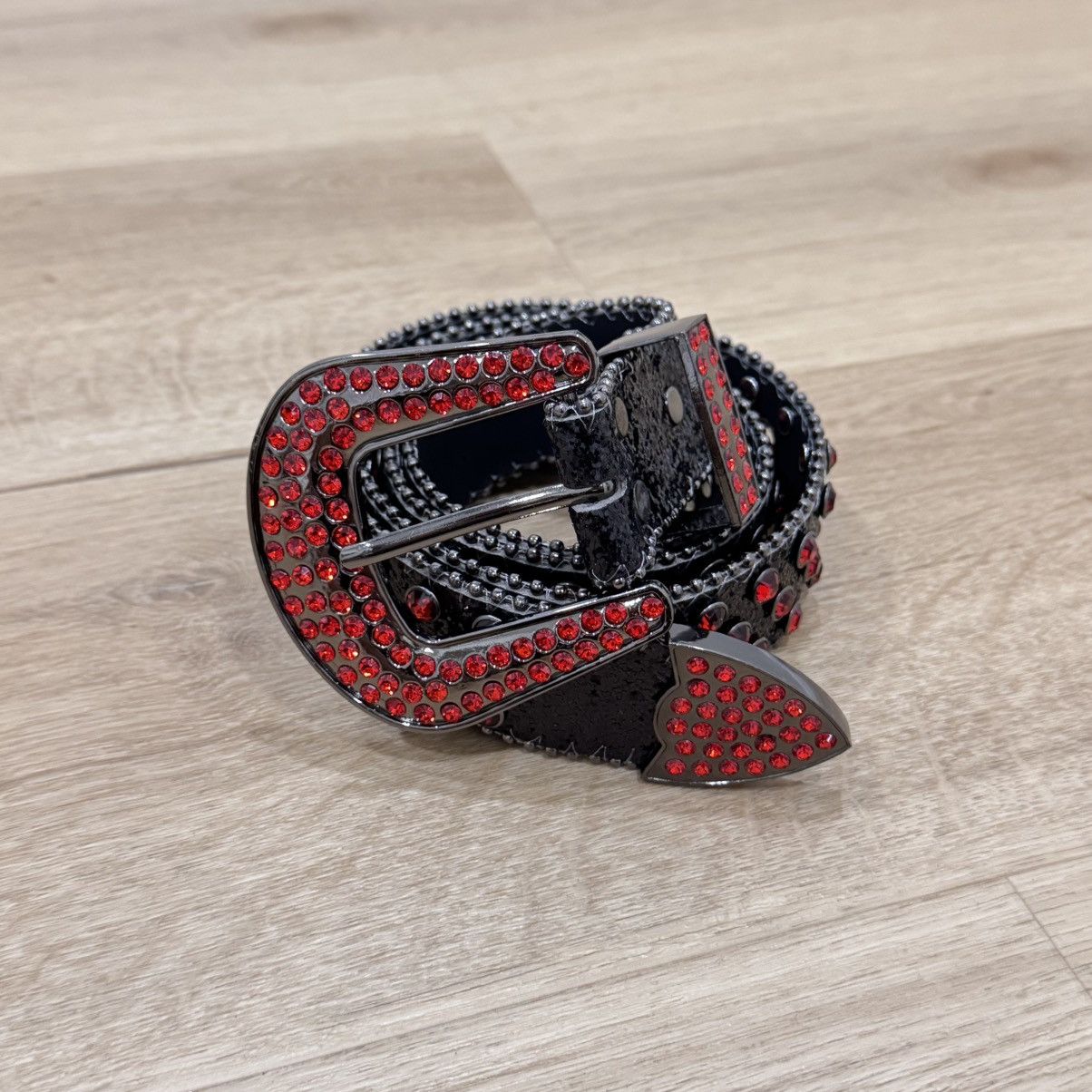 Hysteric Glamour Crazy Rhinestones Leather B.B Simon Style Belt Size ONE SIZE - 2 Thumbnail