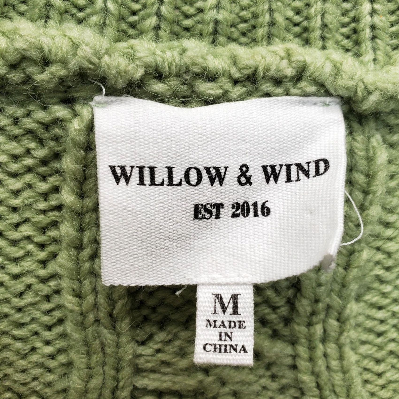 Vintage Willow & Wind Womens M Green Cropped Cable-Knit Embroidered Flower Sweater Size M / US 6-8 / IT 42-44 - 5 Thumbnail