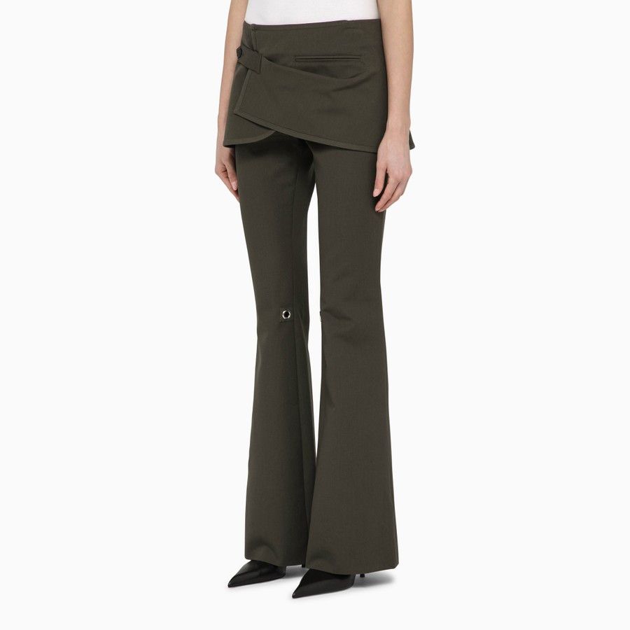 Courreges o1d2blof0824 Cotton Mini Skirt Trousers in Military Green Size 26" / US 2 / IT 38 - 3 Thumbnail
