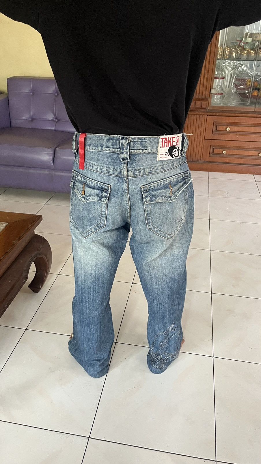 Japanese Brand Take Two Dragon Embroidery Denim Pants "Japanese Sukajan" Size US 30 / EU 46 - 8 Thumbnail