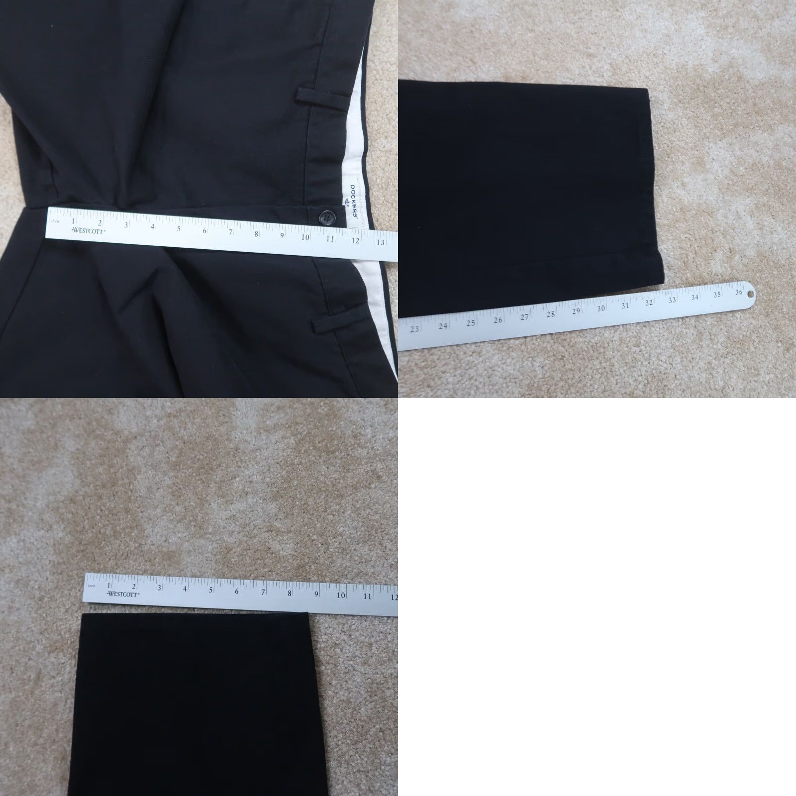 Dockers VINTAGE Dockers Straight Fit Pants Men's 36x34 Black Khaki 5-Pocket Design Flat Front Denim Knit Cotton Blend Zip Button Regular 80s 90s American Mens Size US 36 / EU 52 - 8 Thumbnail