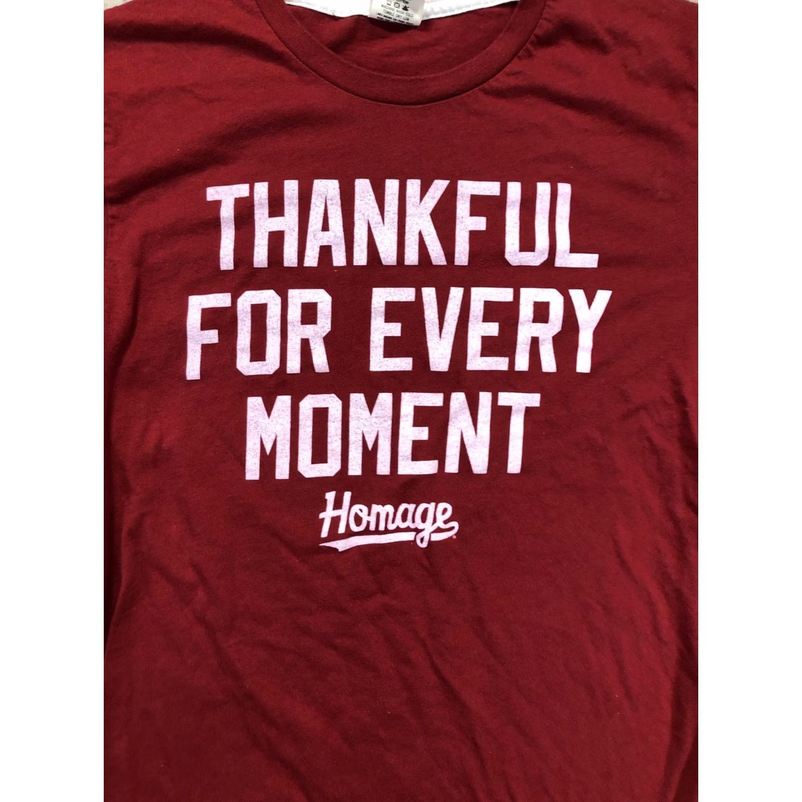 Vintage Homage Shirt Mens M Red Graphic Print Thanksgiving Thankful For Every Moment Crew Neck Short Sleeve Made USA Size US M / EU 48-50 / 2 - 5 Thumbnail