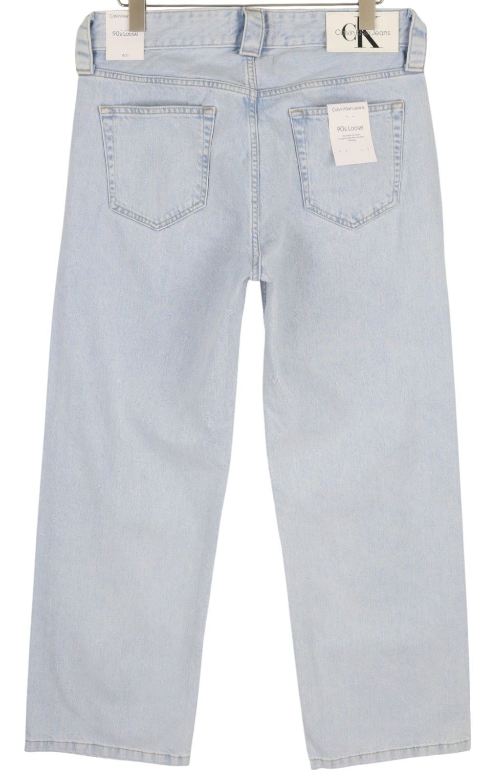 Calvin Klein 90S LOOSE W31 Light Blue Washed Pleated Zip Denim 85301 Size US 31 - 2 Thumbnail