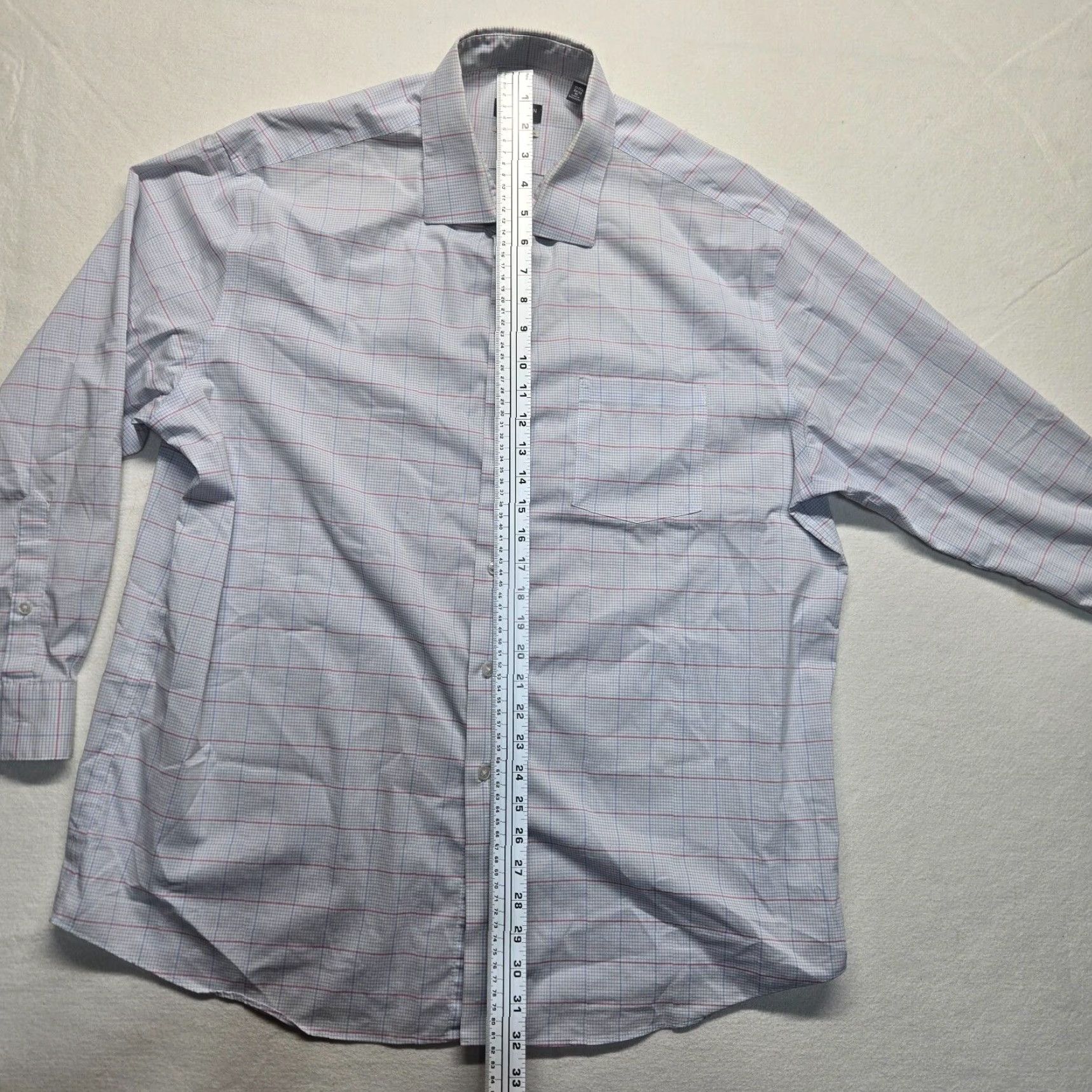Van Heusen Van Heusen Shirt Mens XL White Checkered Button-Up Long Sleeve Size US XL / EU 56 / 4 - 6 Thumbnail