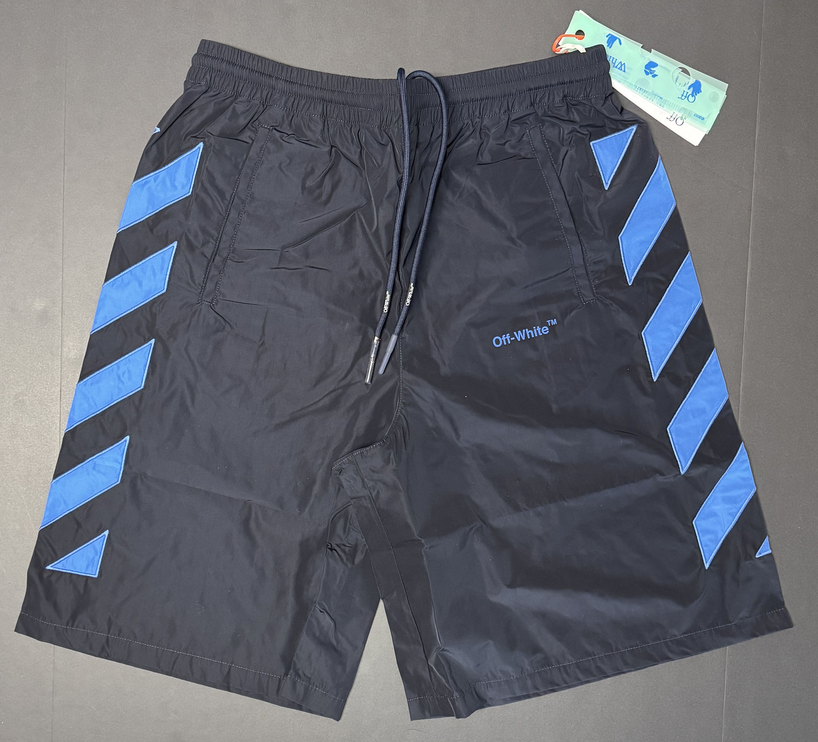 Off-White Off White Diagonal Outline Track Shorts Navy/Blue Size US 30 / EU 46 - 1 Thumbnail