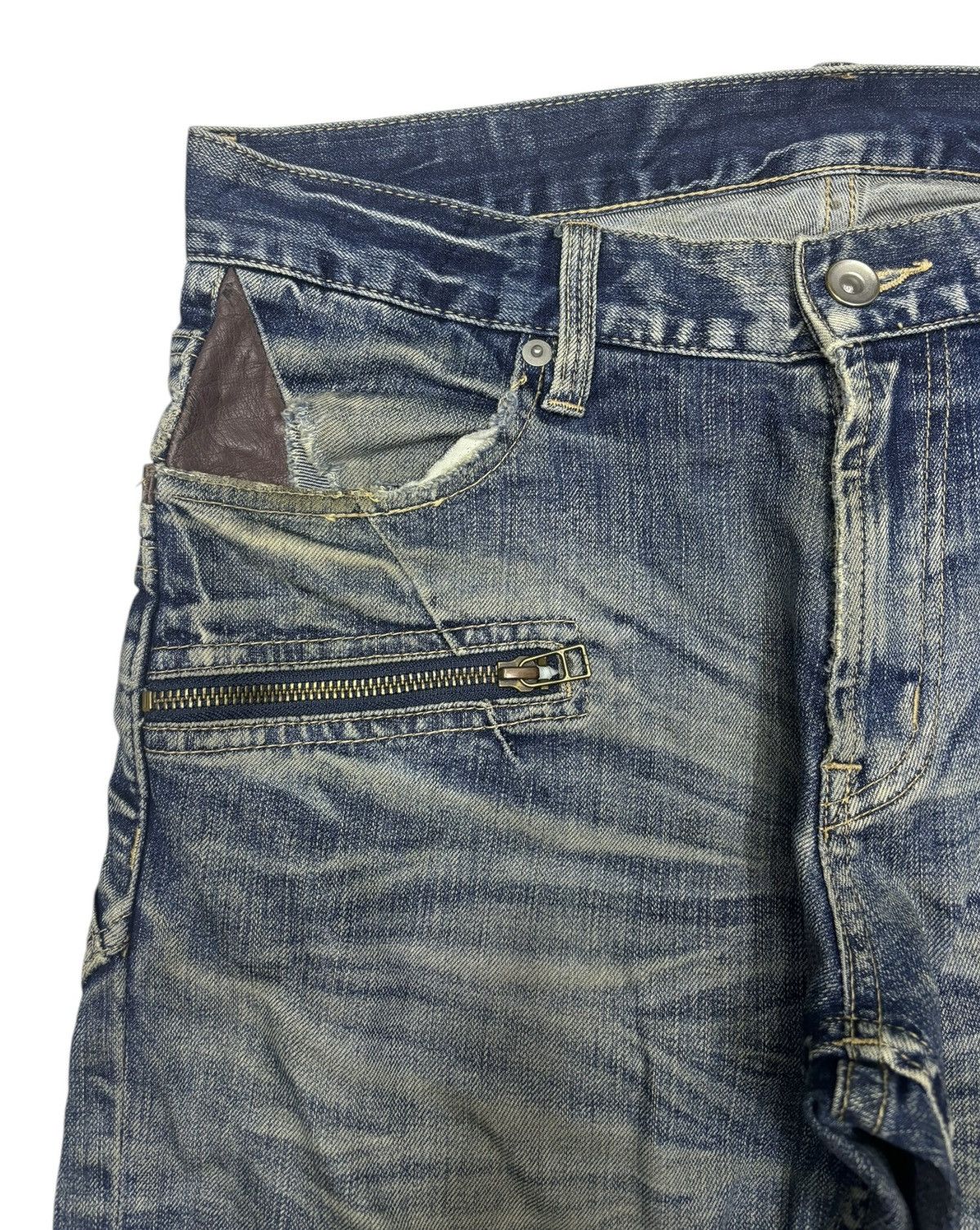 If Six Was Nine × Michel Klein × Vintage 🔥MICHEL KLEIN DOUBLE POCKET DISTRESSED DENIM JEANS Size US 32 / EU 48 - 10 Thumbnail