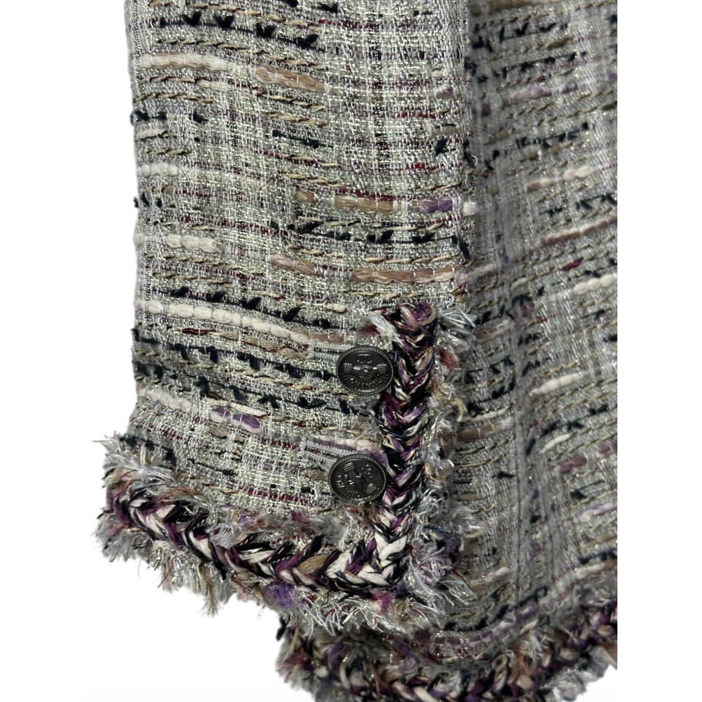 Chanel Chanel 2008 Grey Purple Tweed Fringe Jacket Sz.36 Size XS / US 0-2 / IT 36-38 - 5 Thumbnail