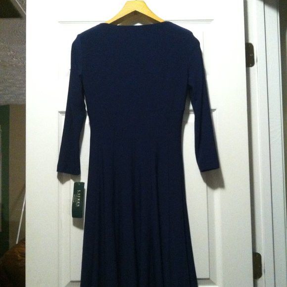 Ralph Lauren RALPH LAUREN WOMEN'S NEW BLUE 95%POLYESTER DRESS SIZE: 2 Size XS / US 0-2 / IT 36-38 - 8 Thumbnail