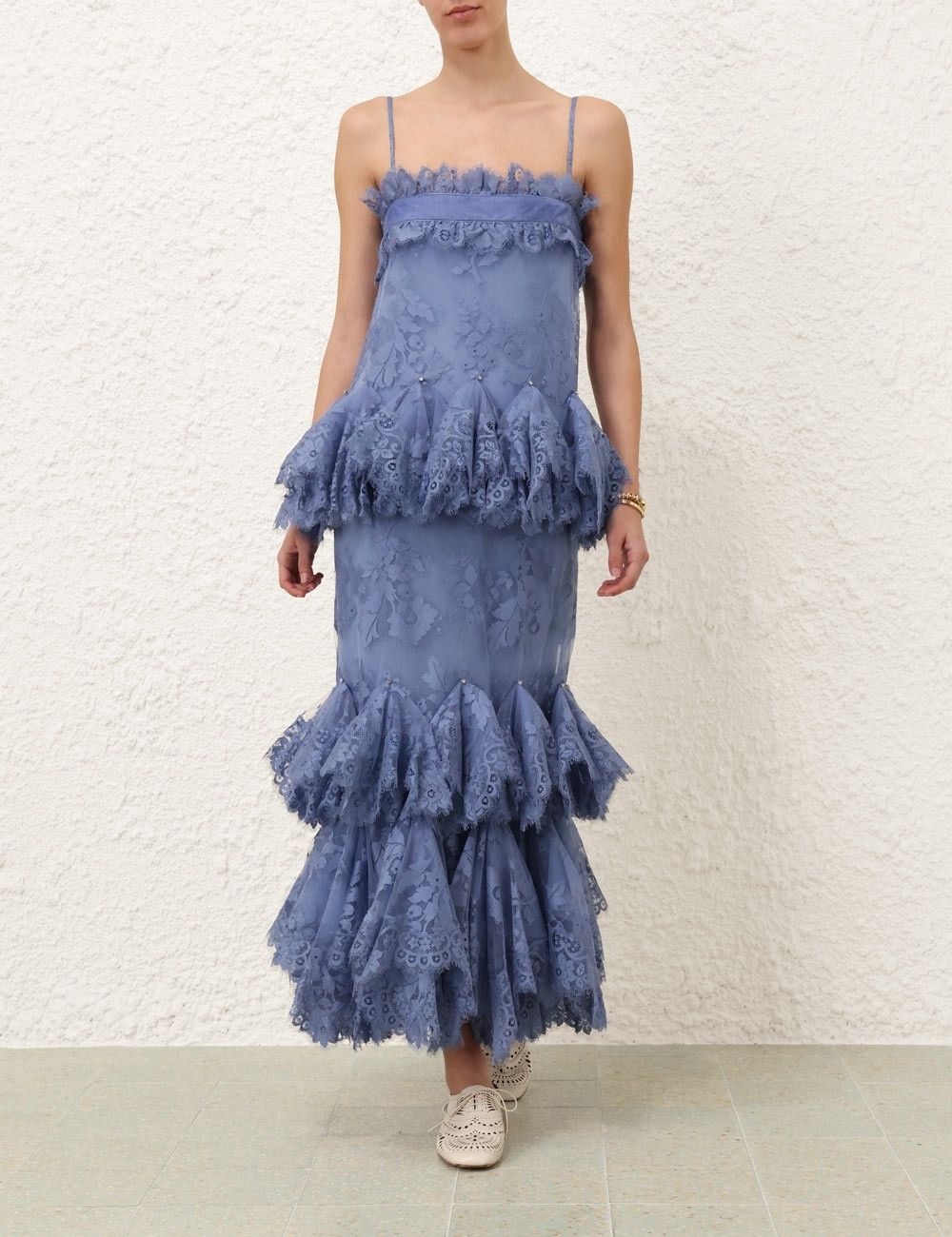 Zimmermann oc11z0925 Eden Lace Handkerchief Dress in Blue Size L / US 10 / IT 46 - 2 Thumbnail