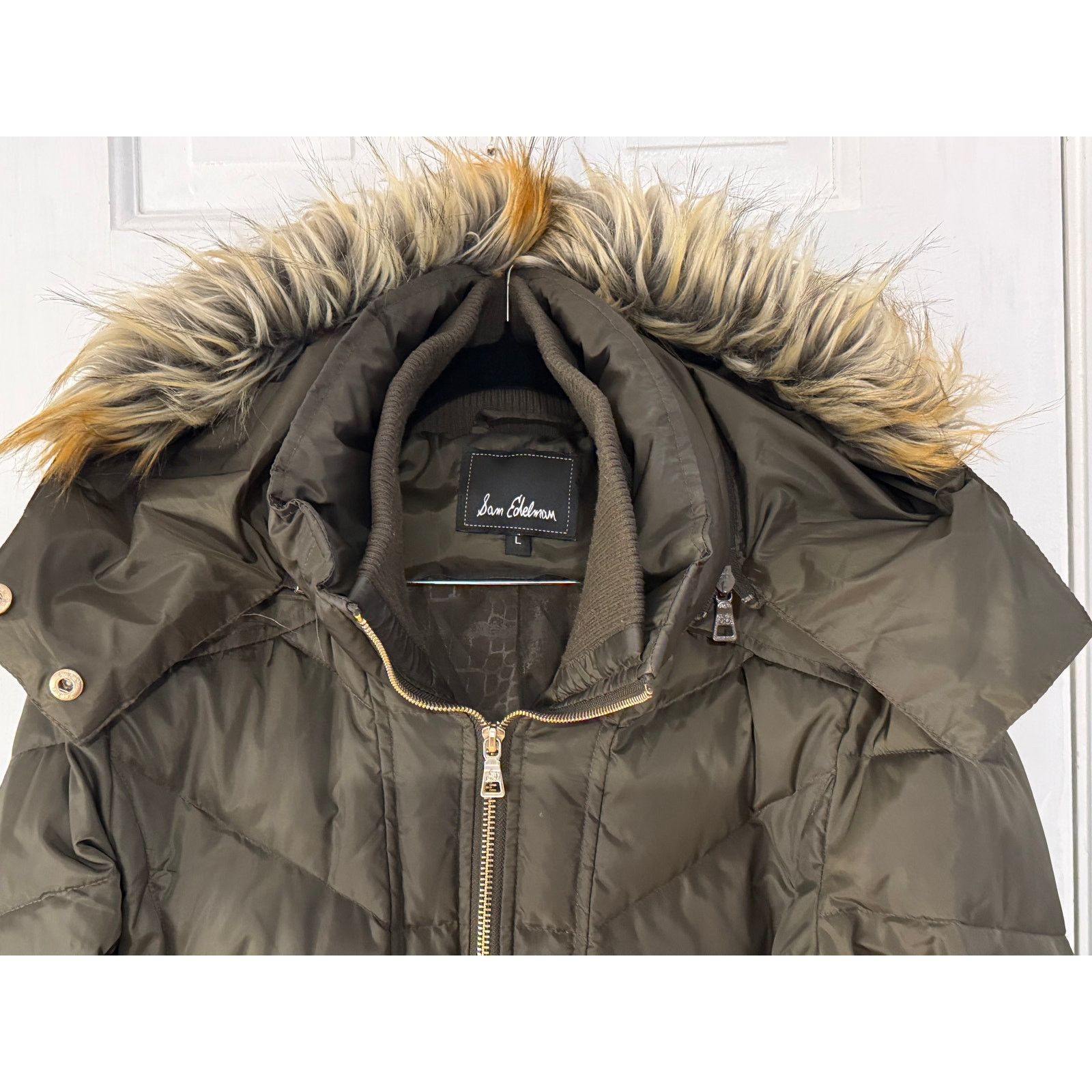Sam Edelman Sam Edelman Brown/Green Quilted Down Anorak Women's - Large Size L / US 10 / IT 46 - 2 Thumbnail