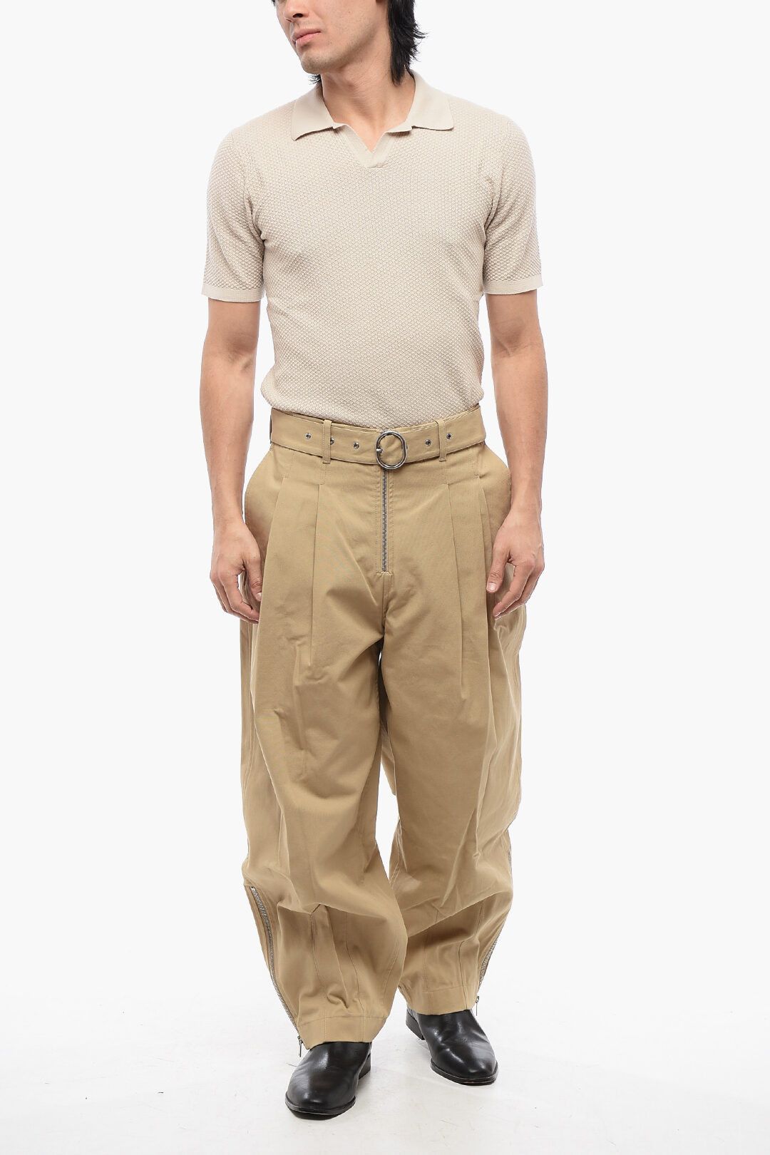 Jil Sander og1mm0625 Double-pleated Baggy Fit Pant in Beige Size US 34 / EU 50 - 4 Thumbnail