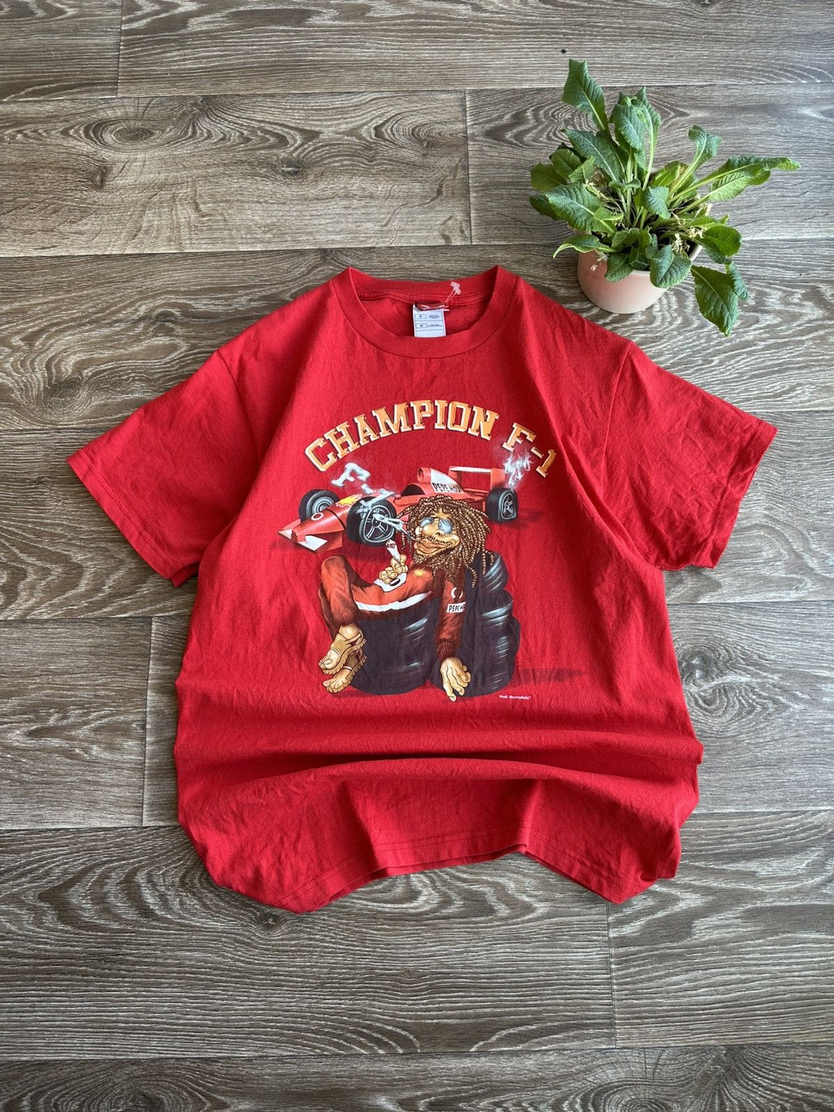 Formula 1 🔥 90s Bob Marley Formula 1 One Racing Ferrari T Shirt Shell Size US M / EU 48-50 / 2 - 2 Thumbnail