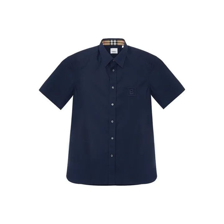 Burberry Burberry Navy Embroidered Logo Short Sleeve Shirt Size US L / EU 52-54 / 3 - 1 Thumbnail