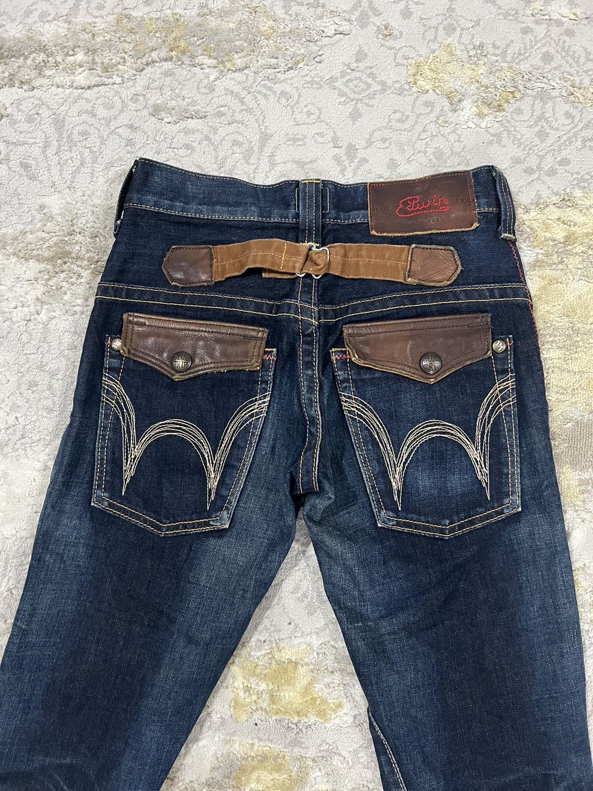 Edwin × Genuine Leather × If Six Was Nine Super Flare Hem Edwin Leather Hybrid Buckle Back Jeans Denim Size US 26 / EU 42 - 7 Thumbnail