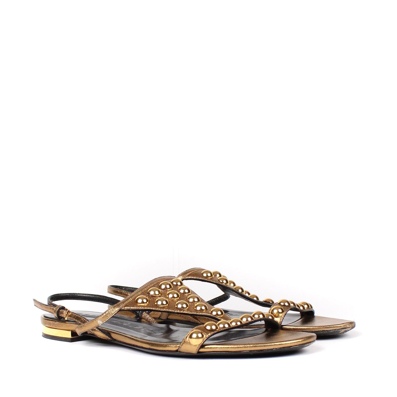image of Burberry - Flat Sandals (T35) in Gold, Women's (Size 4)