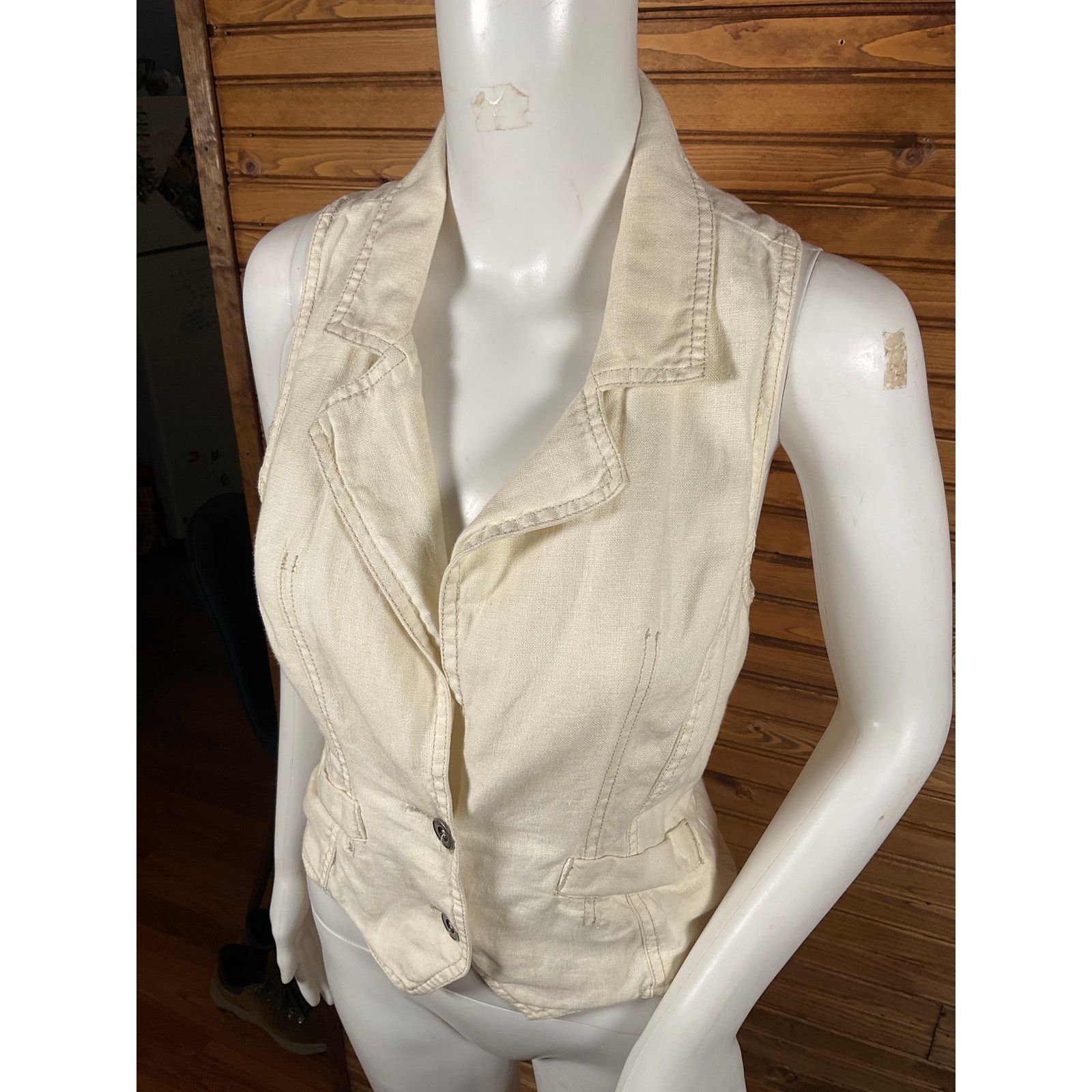 Rusty Vintage Y2K Rusty Surf Brand Linen 2 Button Vest Small Size S / US 4 / IT 40 - 4 Thumbnail