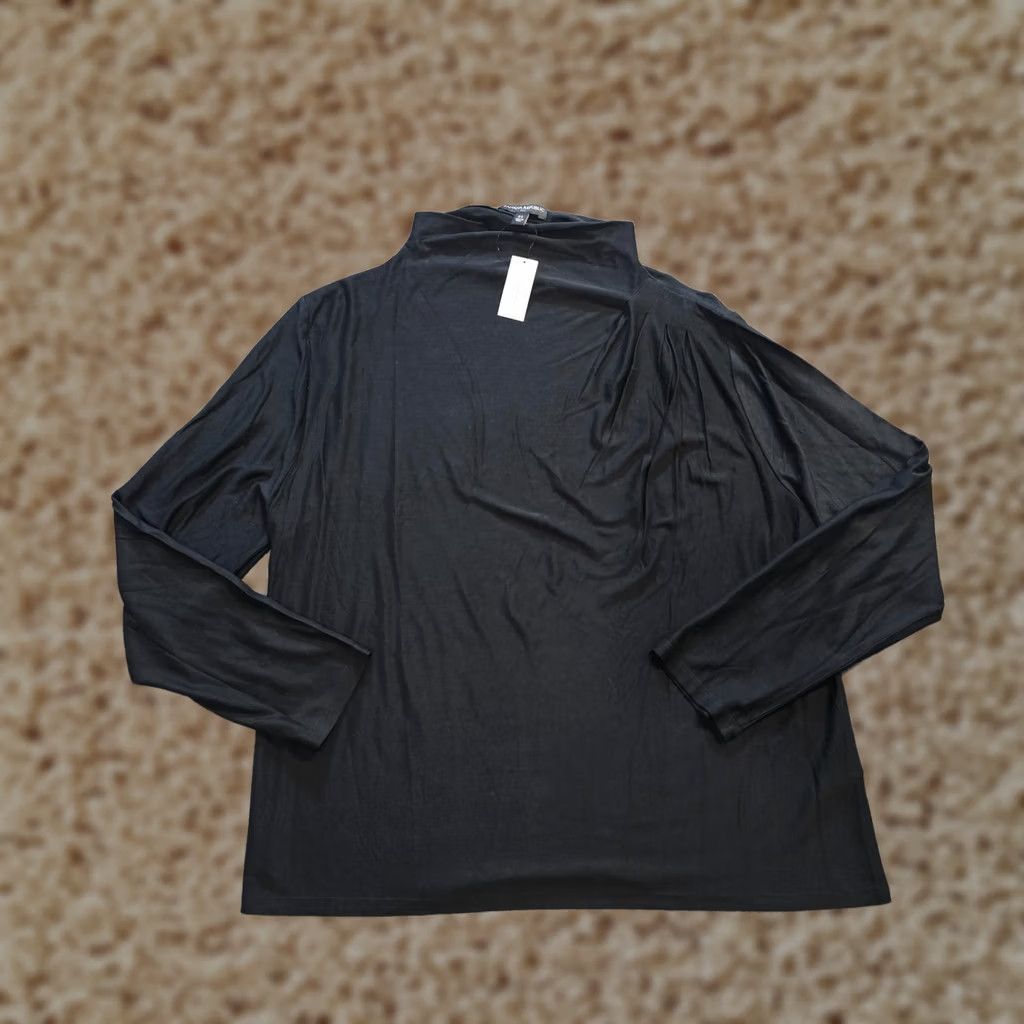 Banana Republic Banana Republic Top Women XL Black Mock Neck Ruched Stretch Minimal Capsule Shirt Size XL / US 12-14 / IT 48-50 - 1 Thumbnail