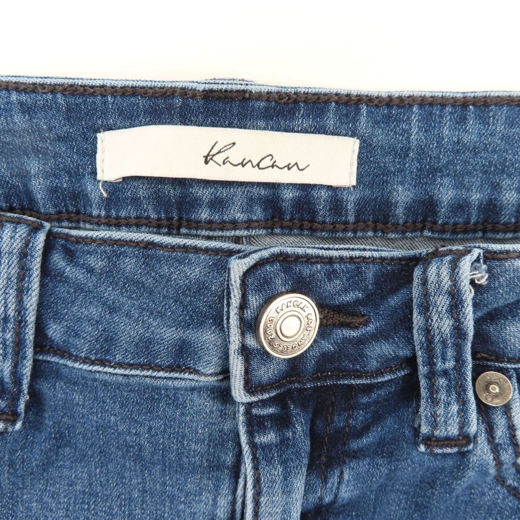 Vintage Kancan Jeans Women 29 Style KC6184M Blue Distressed Slashed Moto 5-Pocket Denim Skinny Pants Size 29" - 7 Thumbnail