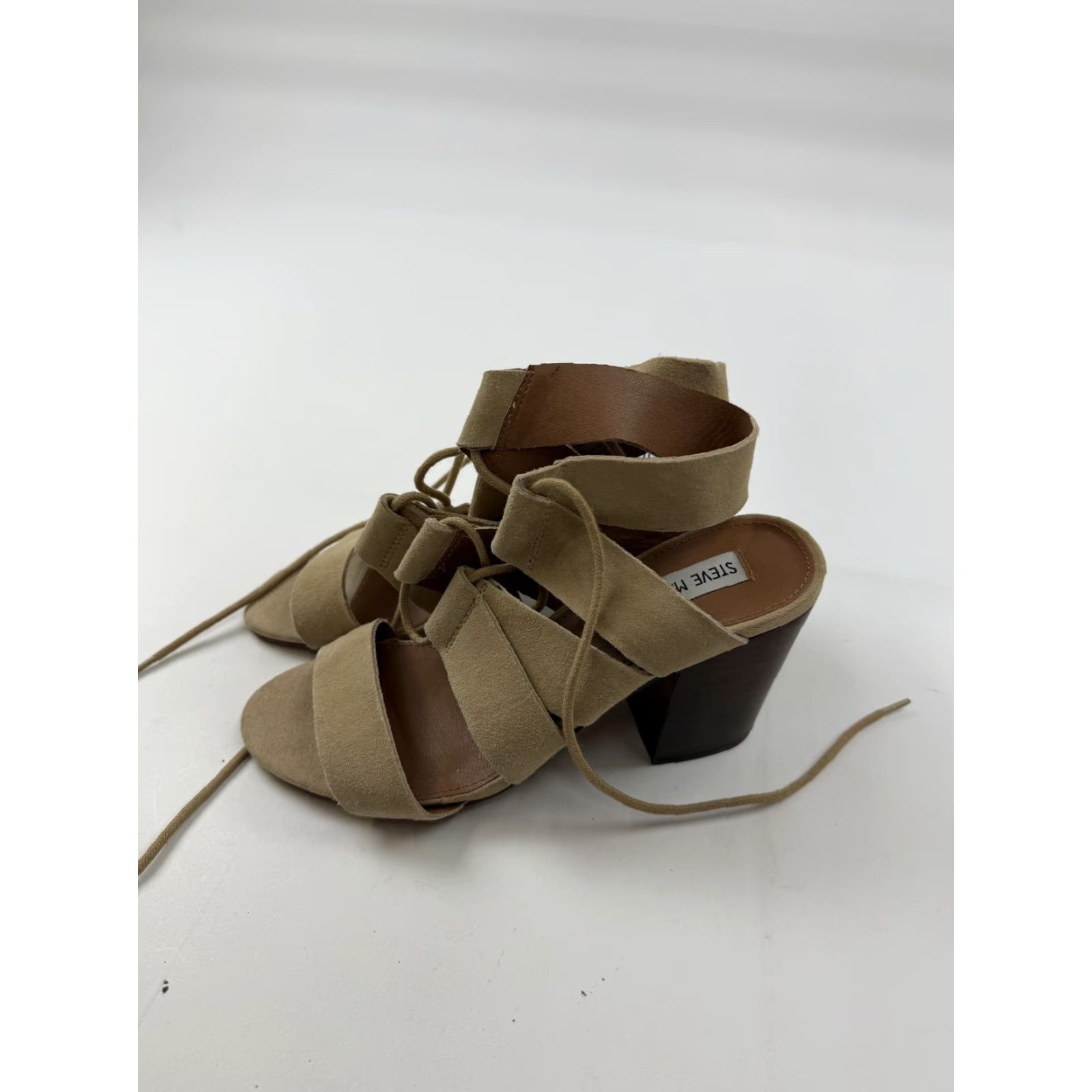 Steve Madden Steve Madden EMALENA Sandals Womens Size 9 Beige Strappy Lace Up Block Heel Leather Upper MultI Strap Open Toe Casual Dressy Summer Shoes Mens? Size US 9 / IT 39 - 4 Thumbnail