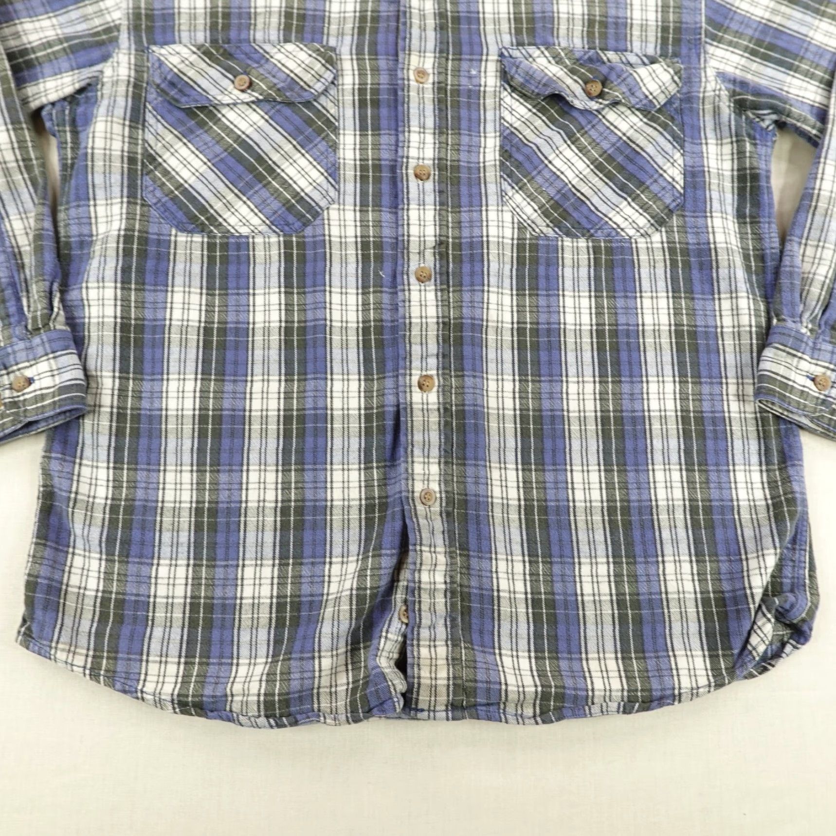 Vintage VINTAGE Woolrich Plaid Flannel Shirt Mens Medium Blue Green Gray Button-Up Work Utility Outdoor Size US M / EU 48-50 / 2 - 4 Thumbnail