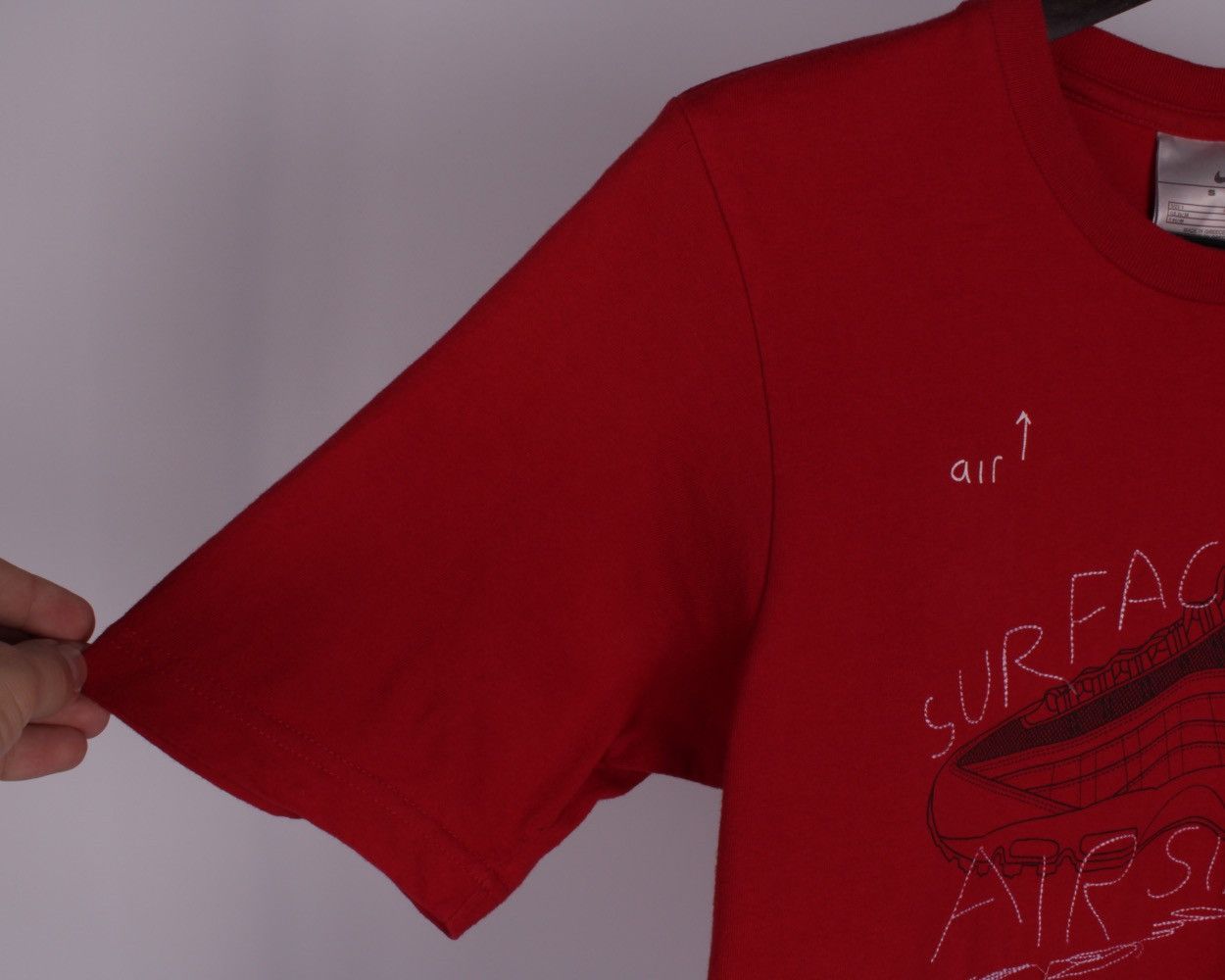 Nike × Vintage Vintage NIKE Air Max 95 Surface to Air Red T-Shirt Size US S / EU 44-46 / 1 - 6 Thumbnail
